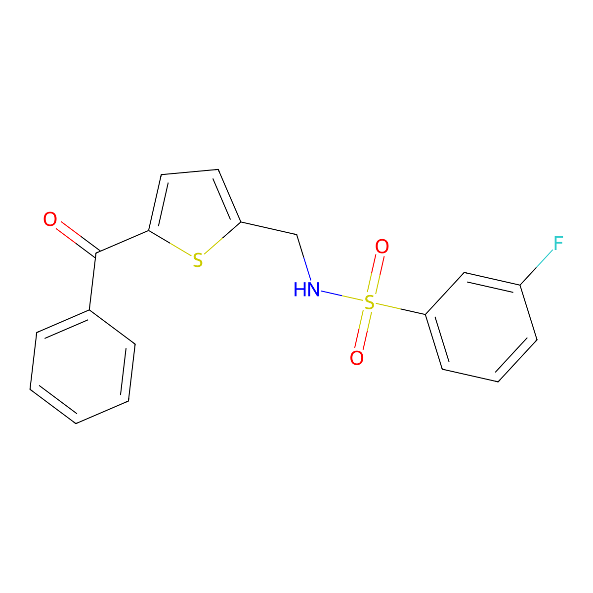 N-((5-benzoylthiophen-2-yl)methyl)-3-fluorobenzenesulfonamide molecular structure, CAS 1797958-54-3