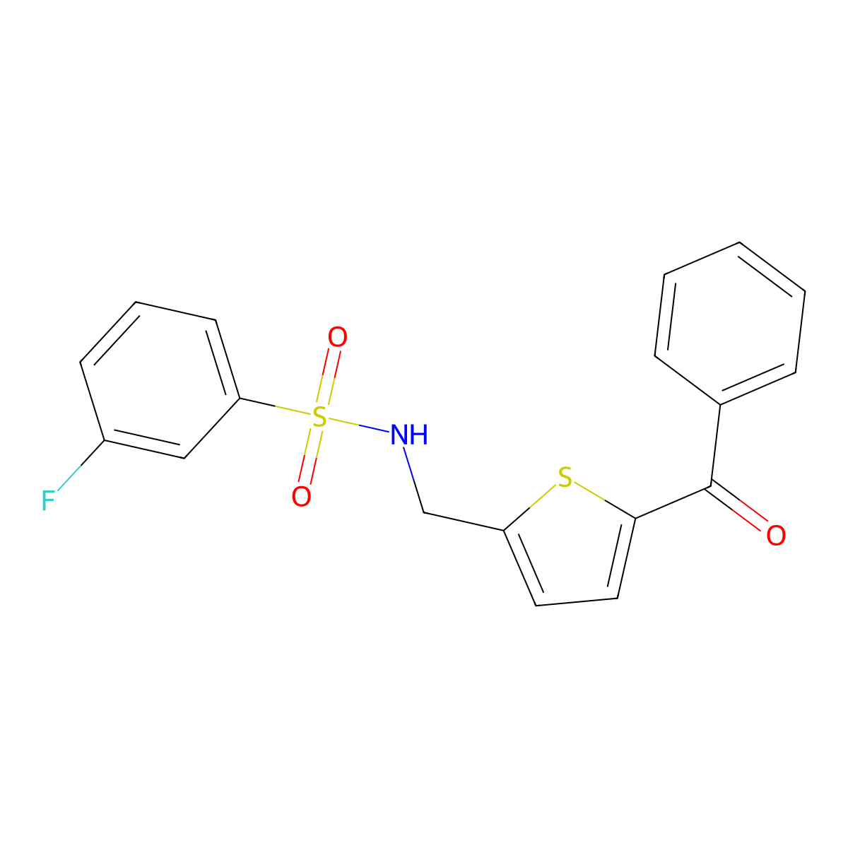 N-((5-benzoylthiophen-2-yl)methyl)-3-fluorobenzenesulfonamide molecular structure, CAS 1797958-54-3