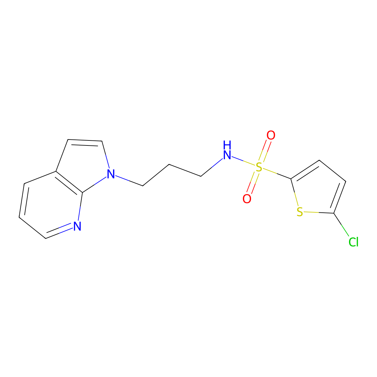 N-(3-(1H-pyrrolo[2,3-b]pyridin-1-yl)propyl)-5-chlorothiophene-2-sulfonamide molecular structure, CAS 1797958-75-8
