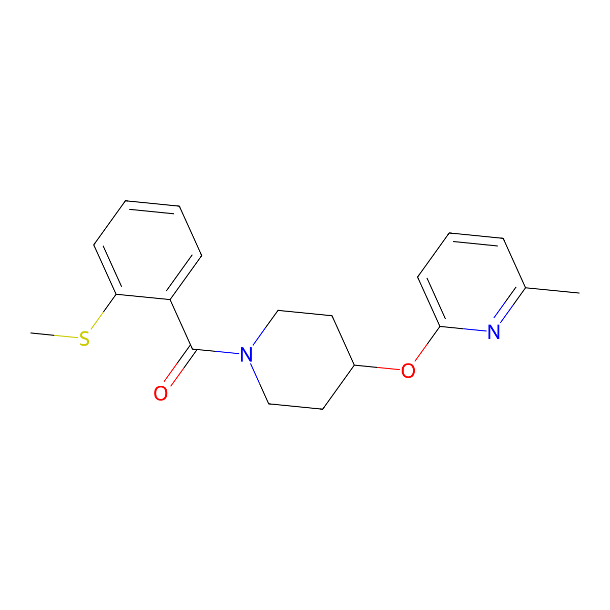 (4-((6-Methylpyridin-2-yl)oxy)piperidin-1-yl)(2-(methylthio)phenyl)methanone molecular structure, CAS 1797958-84-9