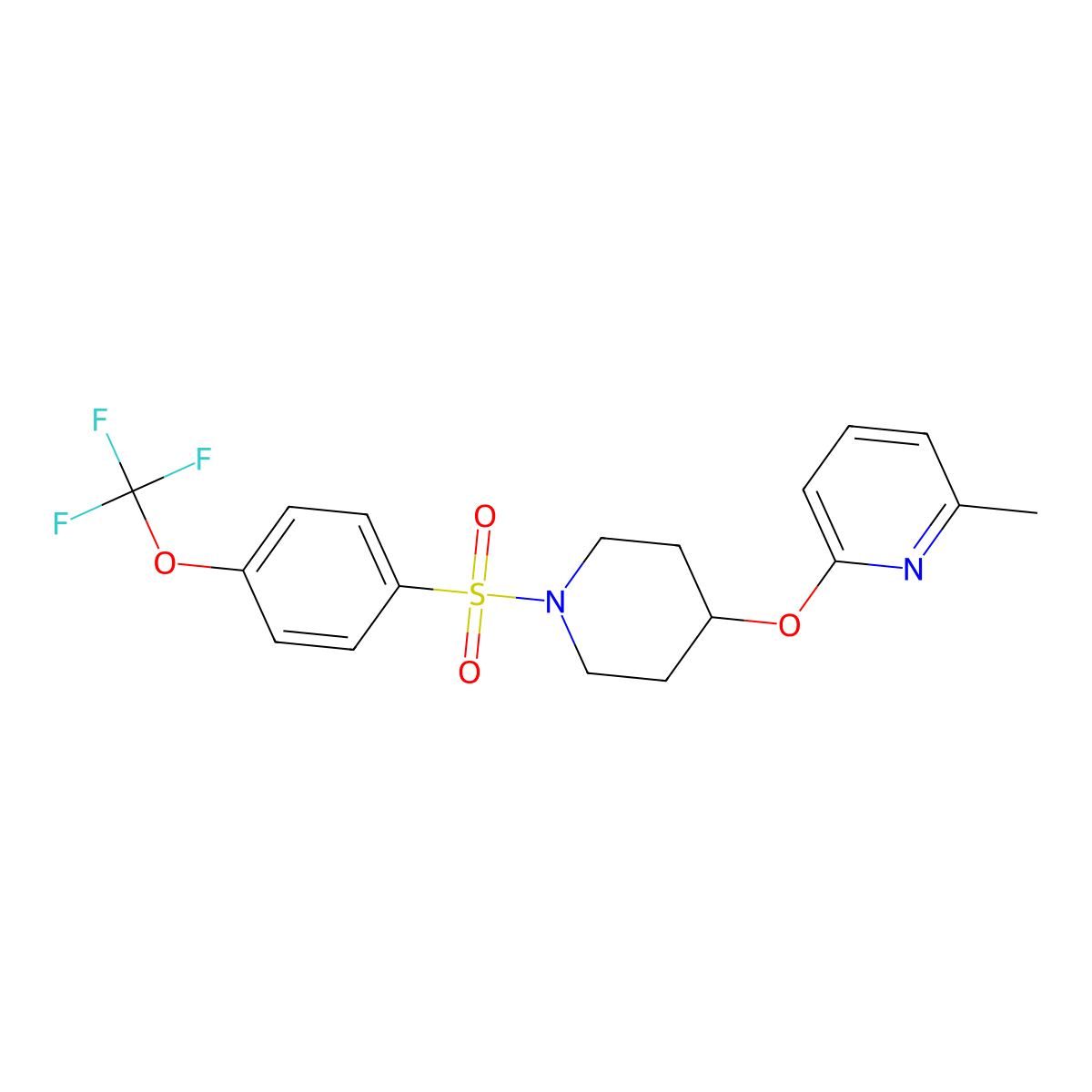 2-Methyl-6-((1-((4-(trifluoromethoxy)phenyl)sulfonyl)piperidin-4-yl)oxy)pyridine molecular structure, CAS 1797959-03-5