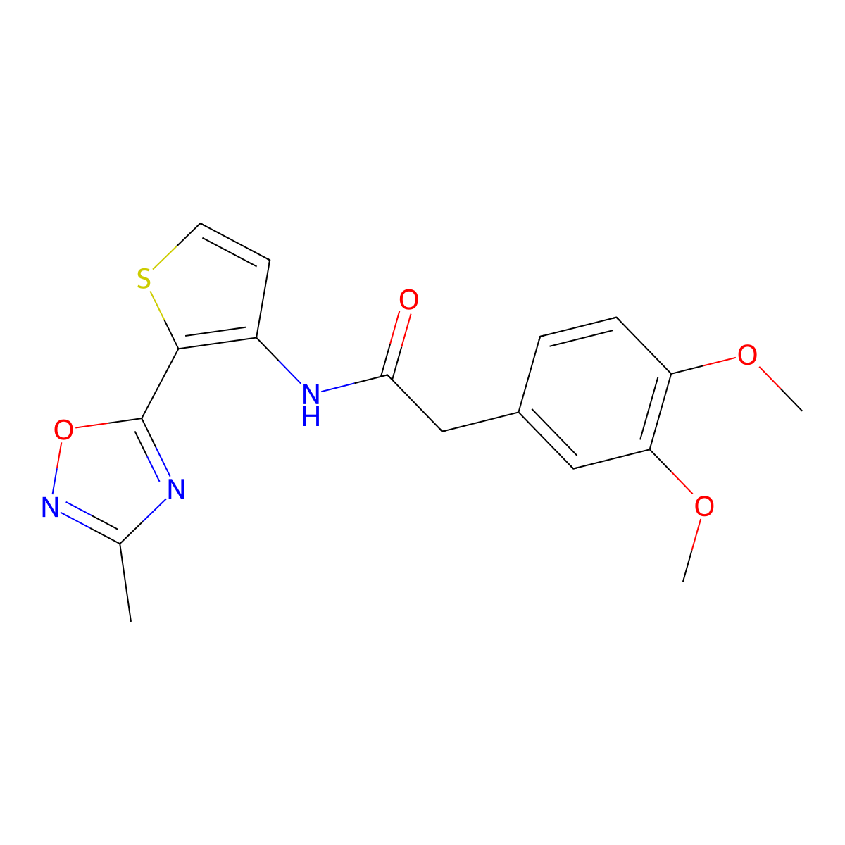 2-(3,4-dimethoxyphenyl)-N-[2-(3-methyl-1,2,4-oxadiazol-5-yl)thiophen-3-yl]acetamide molecular structure, CAS 1797959-15-9