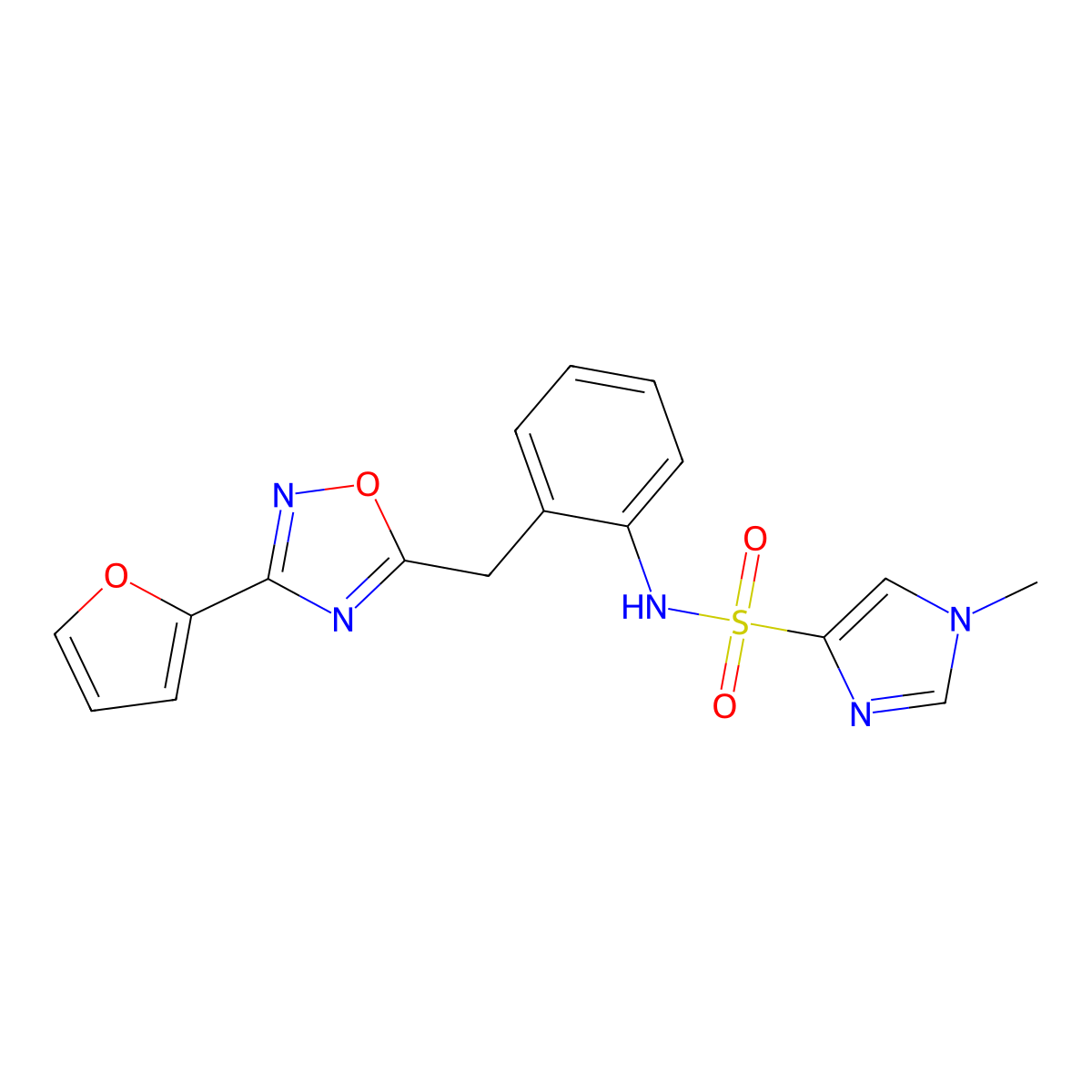 N-(2-{[3-(furan-2-yl)-1,2,4-oxadiazol-5-yl]methyl}phenyl)-1-methyl-1H-imidazole-4-sulfonamide molecular structure, CAS 1797960-15-6