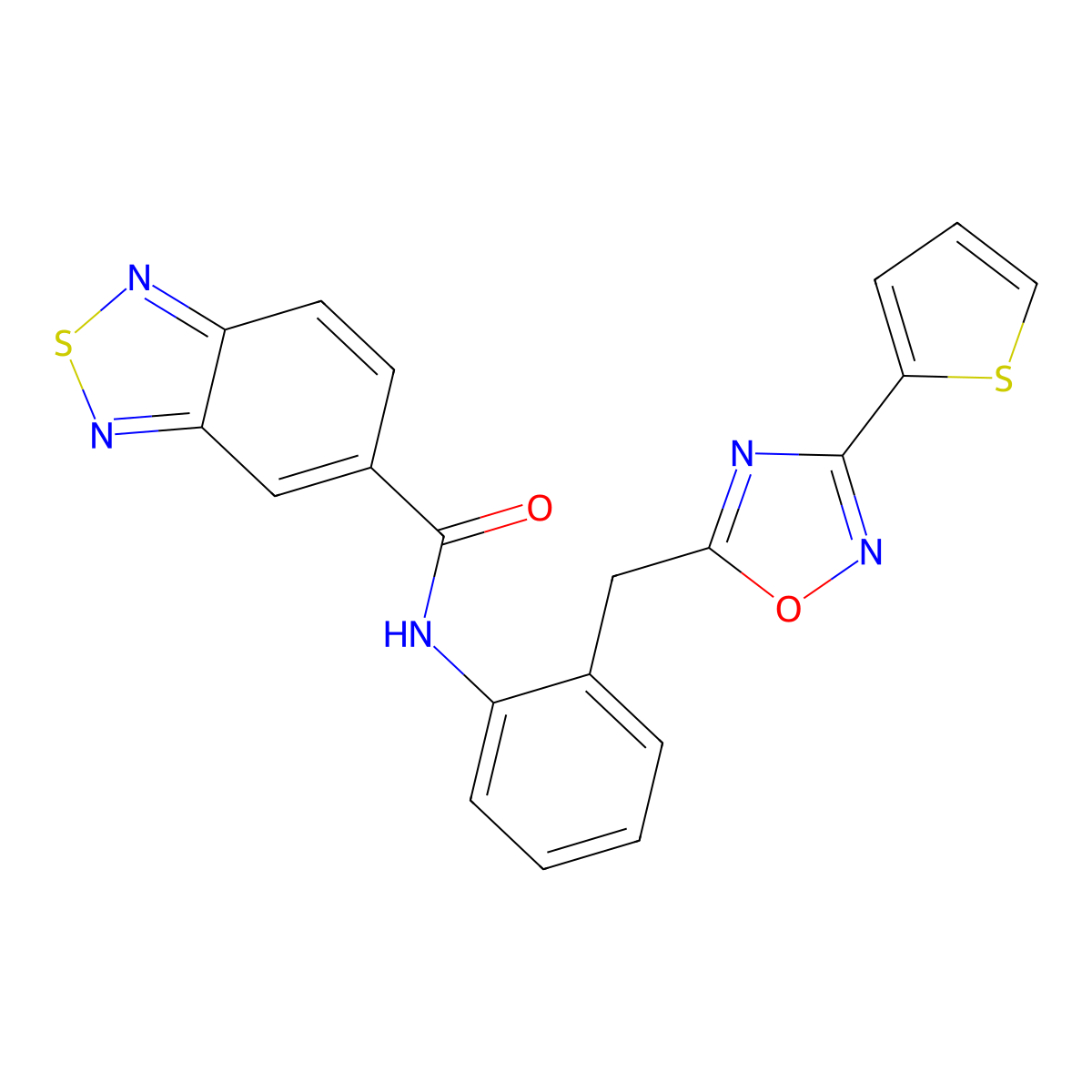 N-(2-((3-(thiophen-2-yl)-1,2,4-oxadiazol-5-yl)methyl)phenyl)benzo[c][1,2,5]thiadiazole-5-carboxamide molecular structure, CAS 1797960-31-6