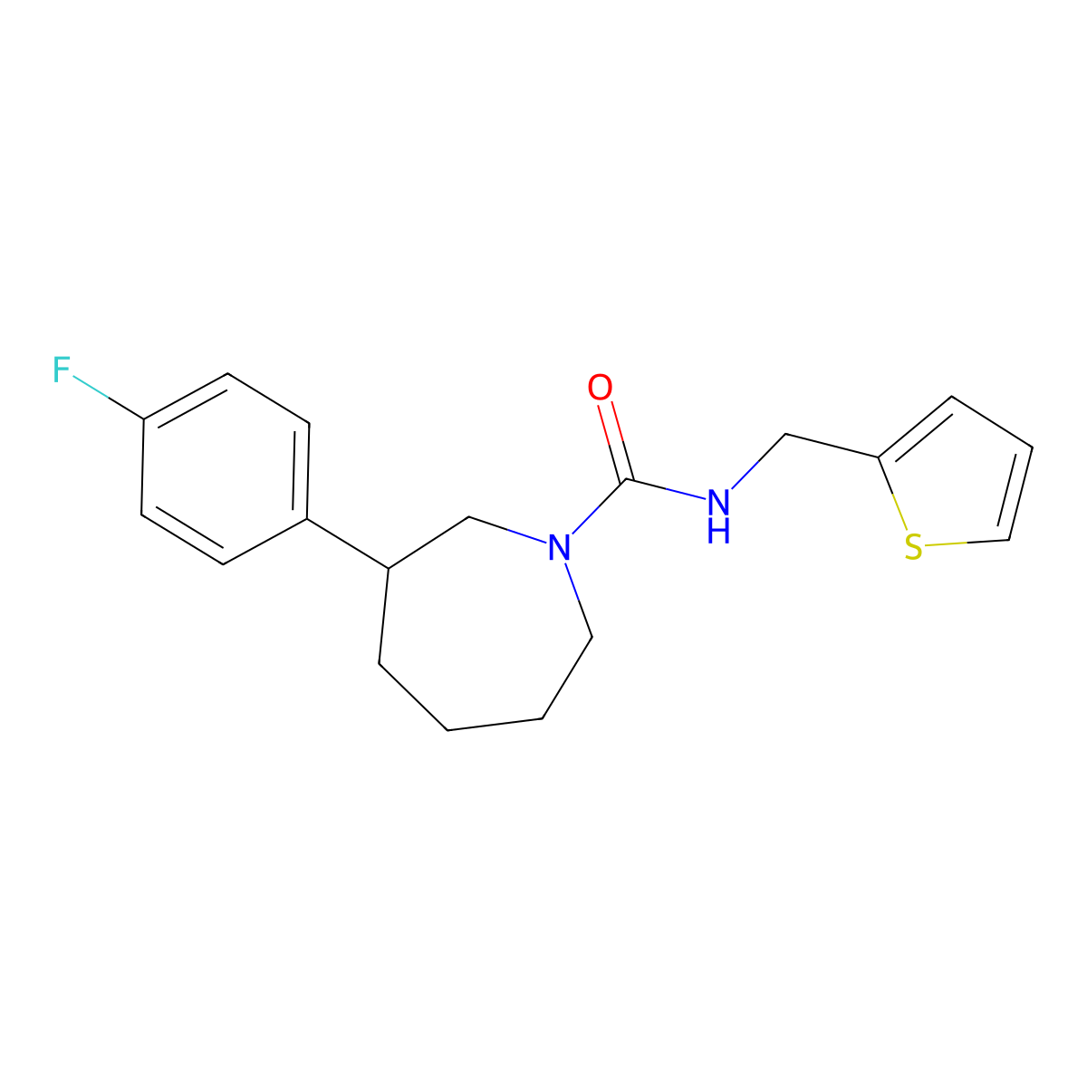 3-(4-fluorophenyl)-N-(thiophen-2-ylmethyl)azepane-1-carboxamide molecular structure, CAS 1797960-69-0