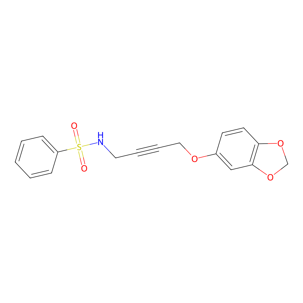 N-(4-(benzo[d][1,3]dioxol-5-yloxy)but-2-yn-1-yl)benzenesulfonamide molecular structure, CAS 1797961-53-5
