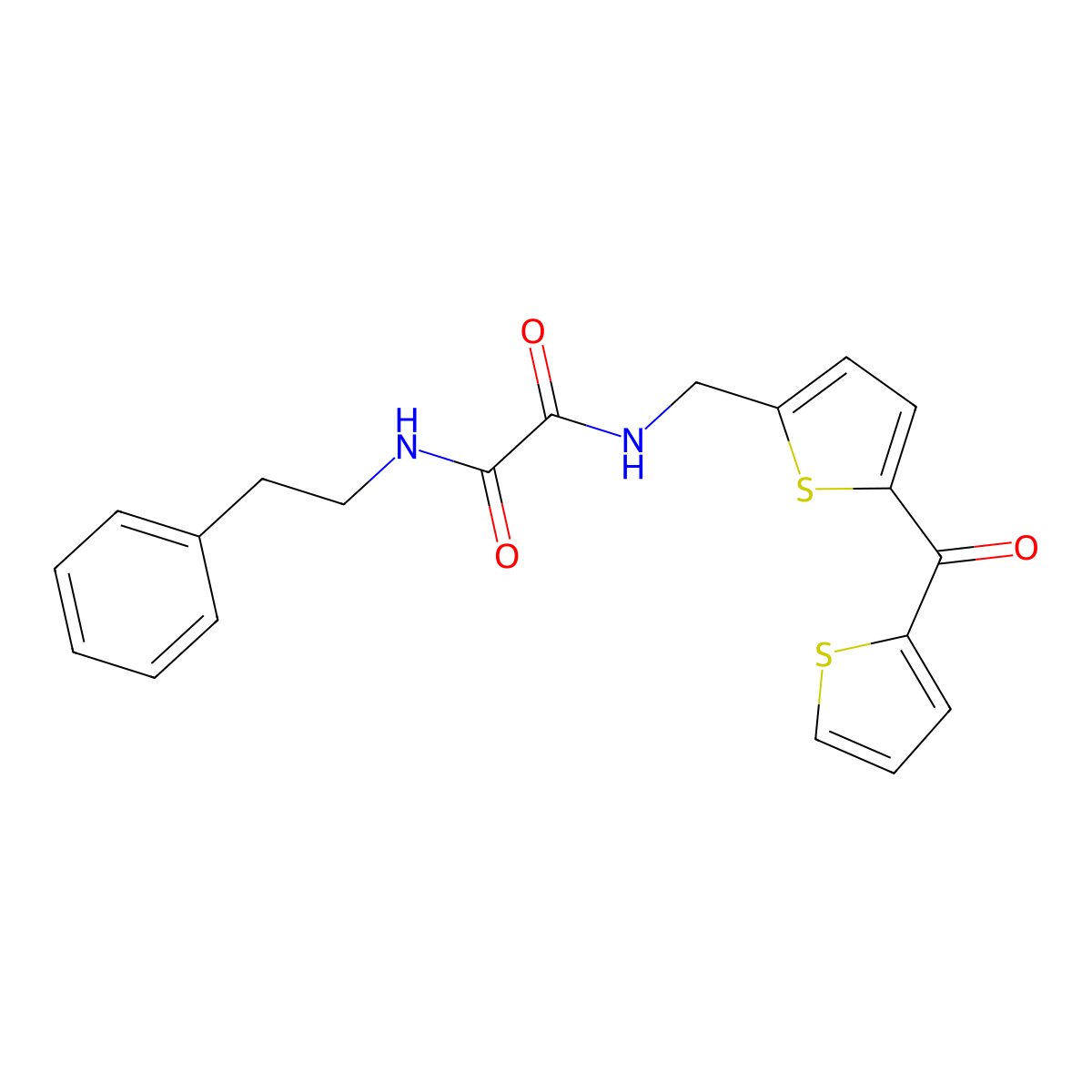 N1-phenethyl-N2-((5-(thiophene-2-carbonyl)thiophen-2-yl)methyl)oxalamide molecular structure, CAS 1797961-58-0