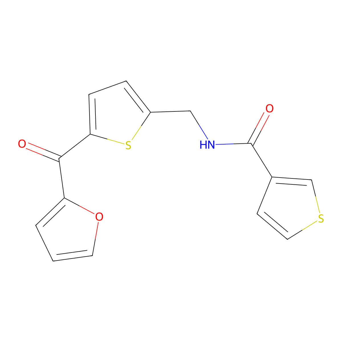 N-((5-(furan-2-carbonyl)thiophen-2-yl)methyl)thiophene-3-carboxamide molecular structure, CAS 1797961-75-1