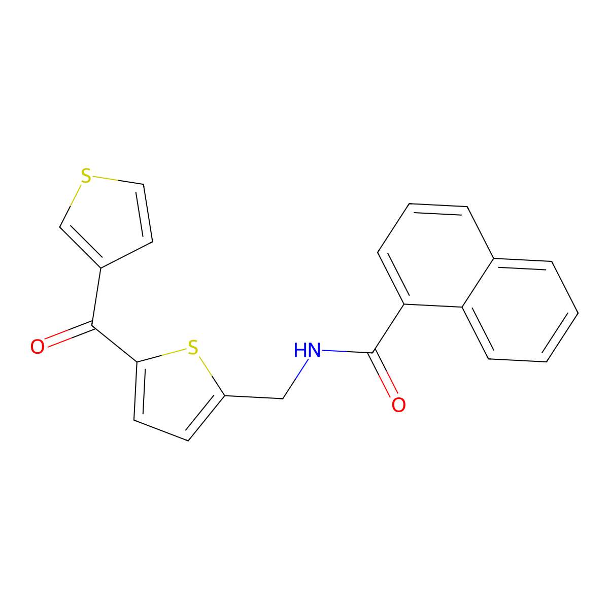 N-((5-(thiophene-3-carbonyl)thiophen-2-yl)methyl)-1-naphthamide molecular structure, CAS 1797961-88-6