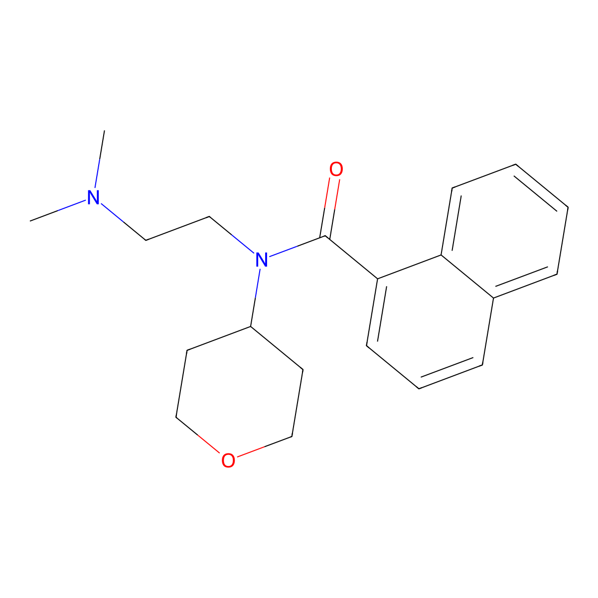 N-(2-(dimethylamino)ethyl)-N-(tetrahydro-2H-pyran-4-yl)-1-naphthamide molecular structure, CAS 1797962-02-7