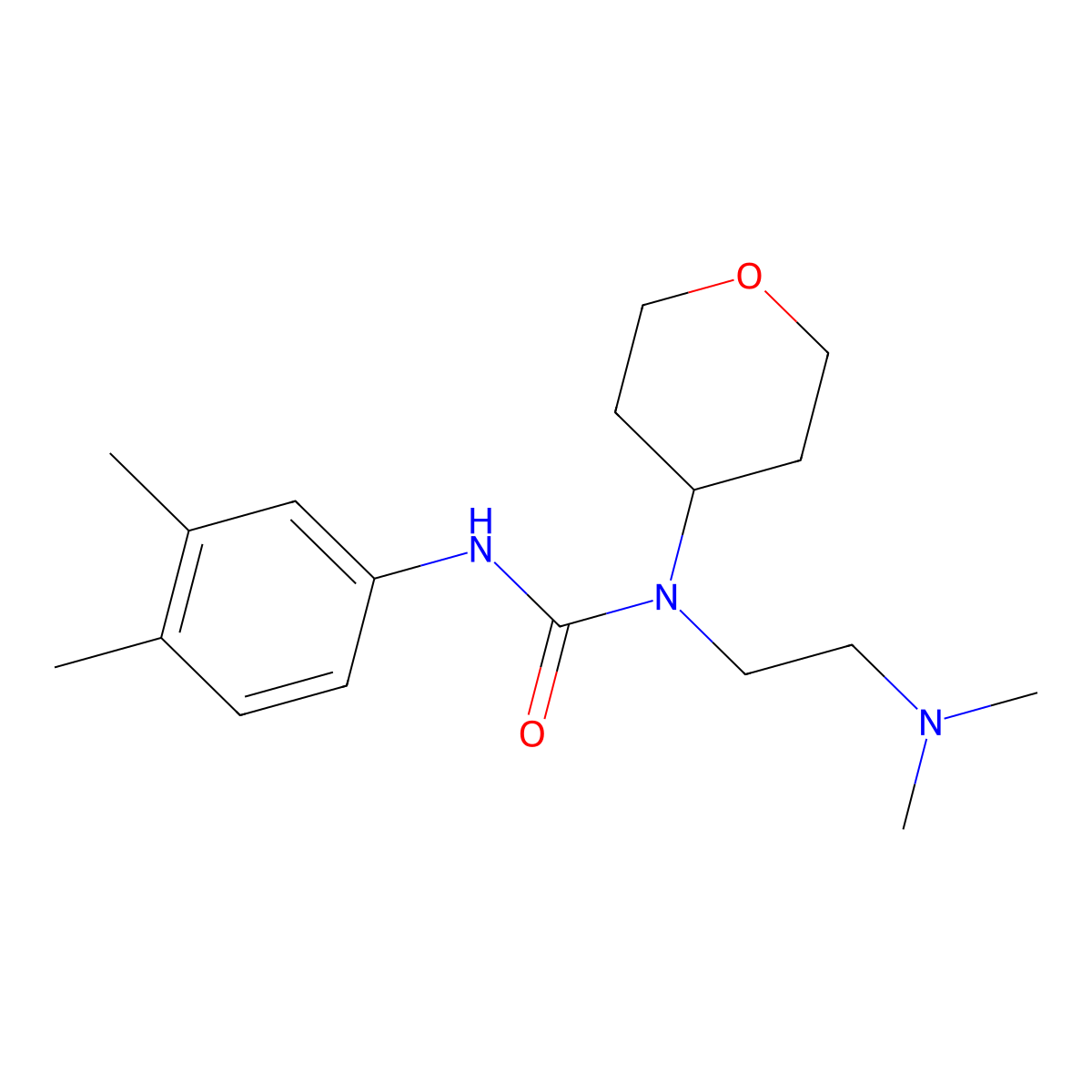 1-[2-(Dimethylamino)ethyl]-3-(3,4-dimethylphenyl)-1-(oxan-4-yl)urea molecular structure, CAS 1797962-07-2