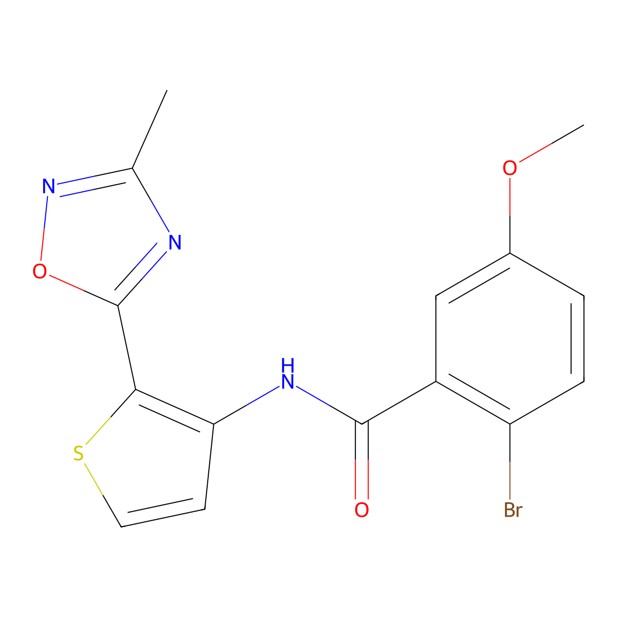 2-bromo-5-methoxy-N-[2-(3-methyl-1,2,4-oxadiazol-5-yl)thiophen-3-yl]benzamide molecular structure, CAS 1797962-11-8