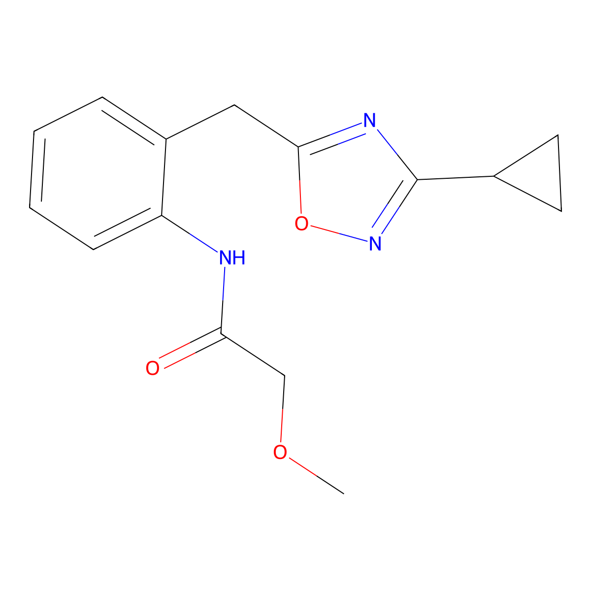 N-{2-[(3-cyclopropyl-1,2,4-oxadiazol-5-yl)methyl]phenyl}-2-methoxyacetamide molecular structure, CAS 1797962-30-1
