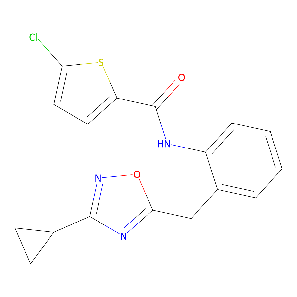 5-chloro-N-(2-((3-cyclopropyl-1,2,4-oxadiazol-5-yl)methyl)phenyl)thiophene-2-carboxamide molecular structure, CAS 1797962-38-9