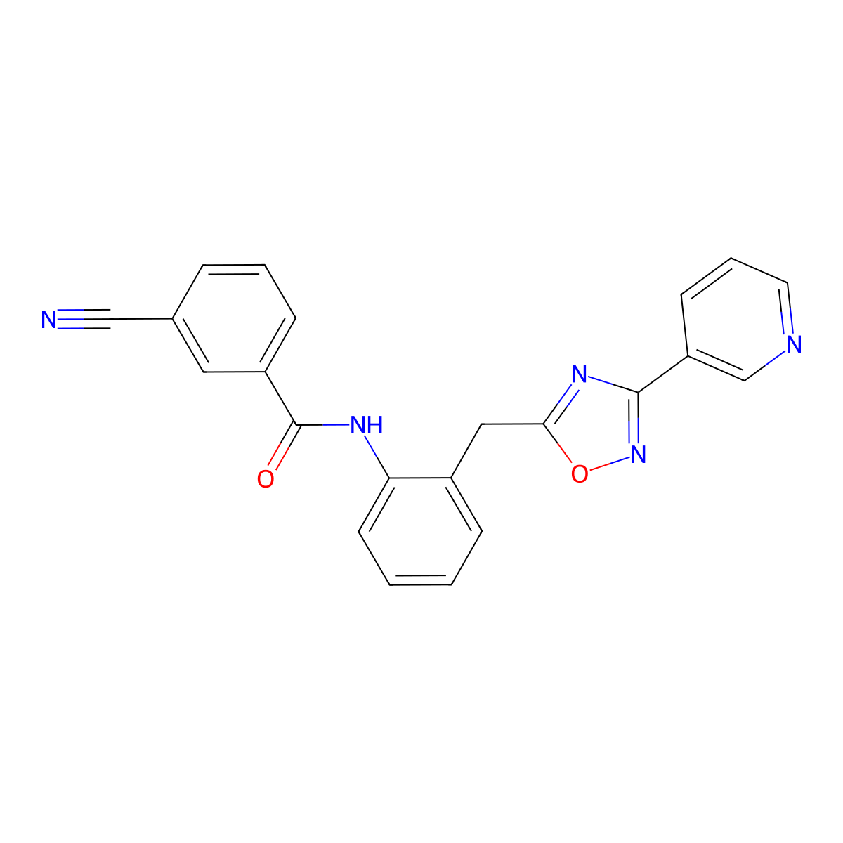 3-cyano-N-(2-((3-(pyridin-3-yl)-1,2,4-oxadiazol-5-yl)methyl)phenyl)benzamide molecular structure, CAS 1797962-78-7