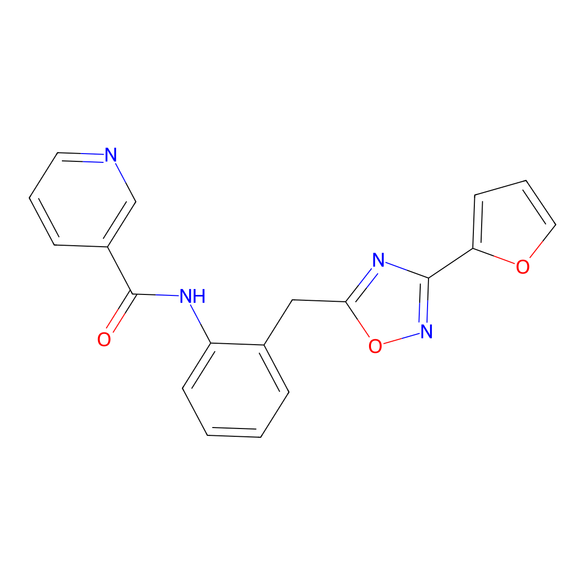 N-(2-((3-(furan-2-yl)-1,2,4-oxadiazol-5-yl)methyl)phenyl)nicotinamide molecular structure, CAS 1797962-98-1