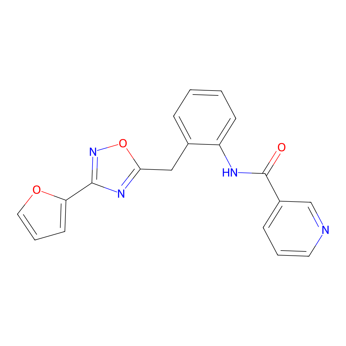 N-(2-((3-(furan-2-yl)-1,2,4-oxadiazol-5-yl)methyl)phenyl)nicotinamide molecular structure, CAS 1797962-98-1