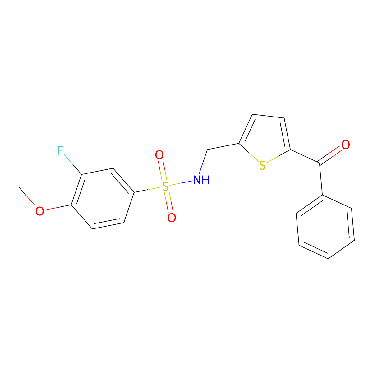 N-((5-benzoylthiophen-2-yl)methyl)-3-fluoro-4-methoxybenzenesulfonamide molecular structure, CAS 1797963-01-9