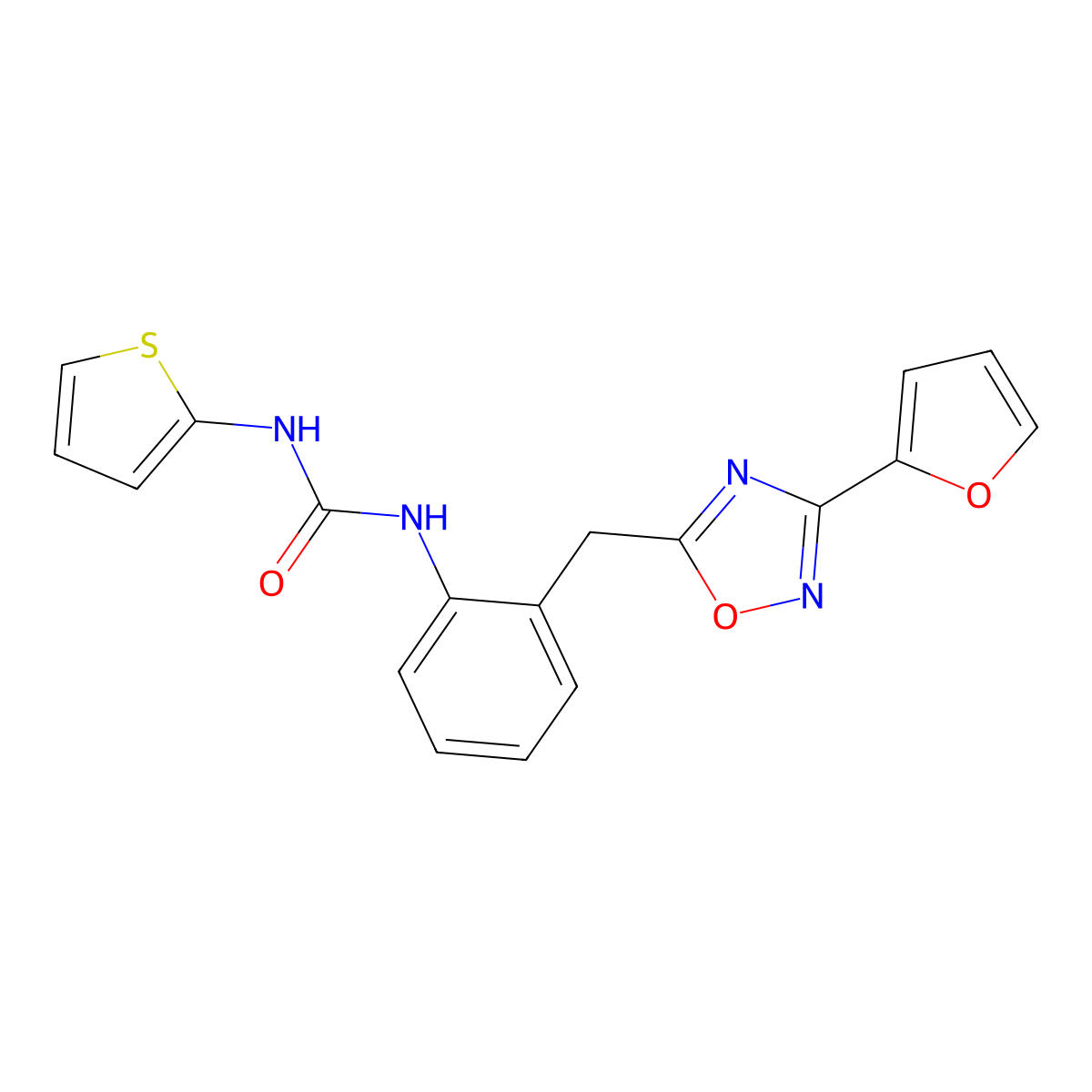1-(2-((3-(Furan-2-yl)-1,2,4-oxadiazol-5-yl)methyl)phenyl)-3-(thiophen-2-yl)urea molecular structure, CAS 1797963-09-7