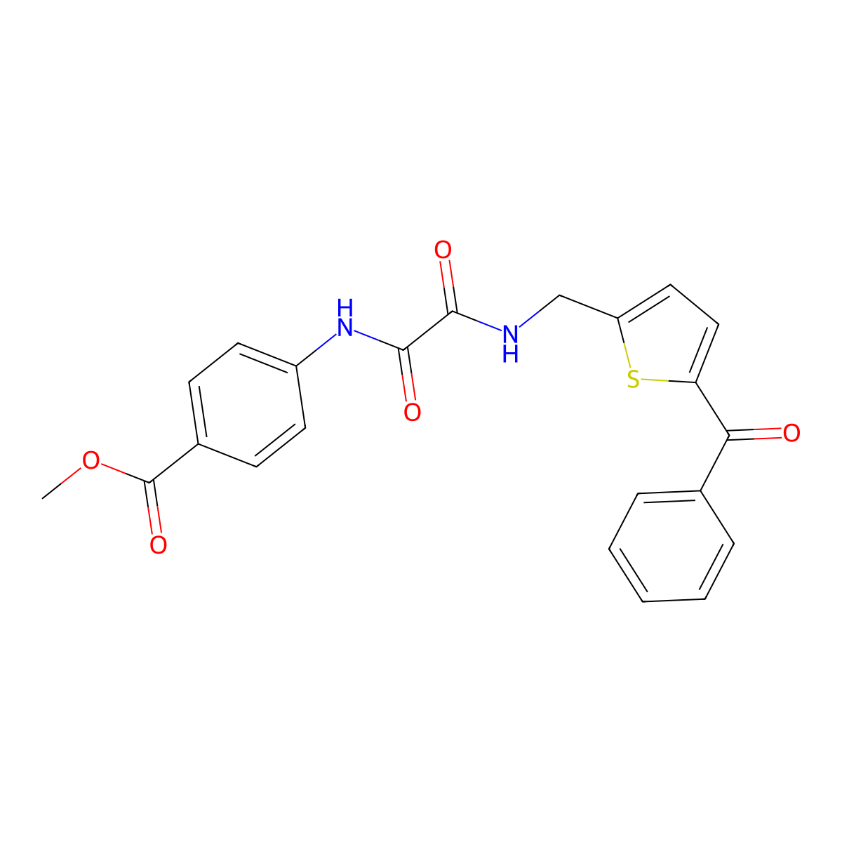 Methyl 4-(2-(((5-benzoylthiophen-2-yl)methyl)amino)-2-oxoacetamido)benzoate molecular structure, CAS 1797963-23-5