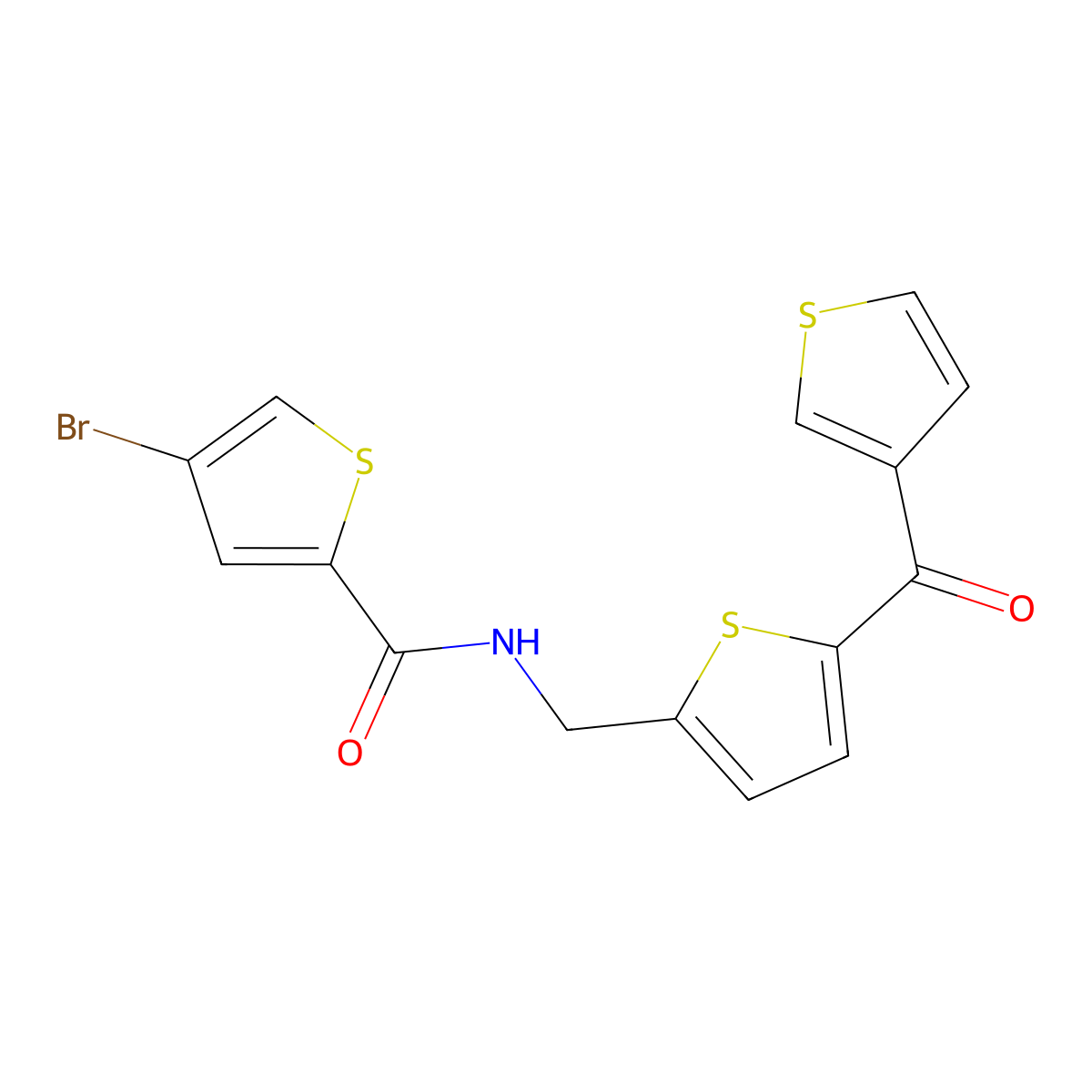 4-bromo-N-((5-(thiophene-3-carbonyl)thiophen-2-yl)methyl)thiophene-2-carboxamide molecular structure, CAS 1797963-51-9