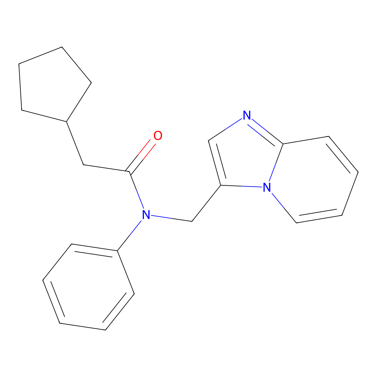 2-cyclopentyl-N-(imidazo[1,2-a]pyridin-3-ylmethyl)-N-phenylacetamide molecular structure, CAS 1797963-92-8