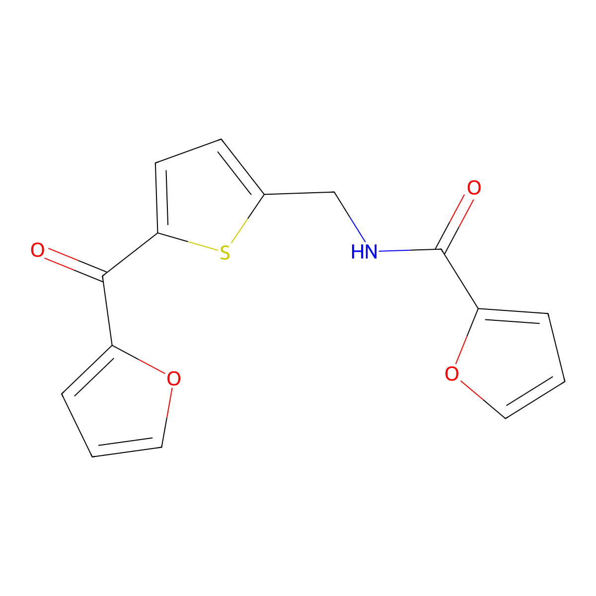 N-((5-(furan-2-carbonyl)thiophen-2-yl)methyl)furan-2-carboxamide molecular structure, CAS 1797964-08-9