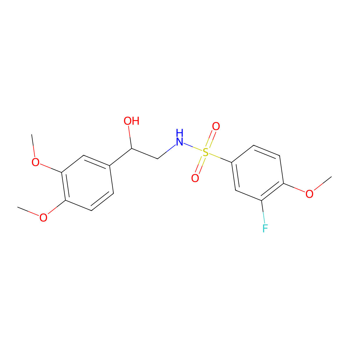 N-(2-(3,4-dimethoxyphenyl)-2-hydroxyethyl)-3-fluoro-4-methoxybenzenesulfonamide molecular structure, CAS 1797964-22-7