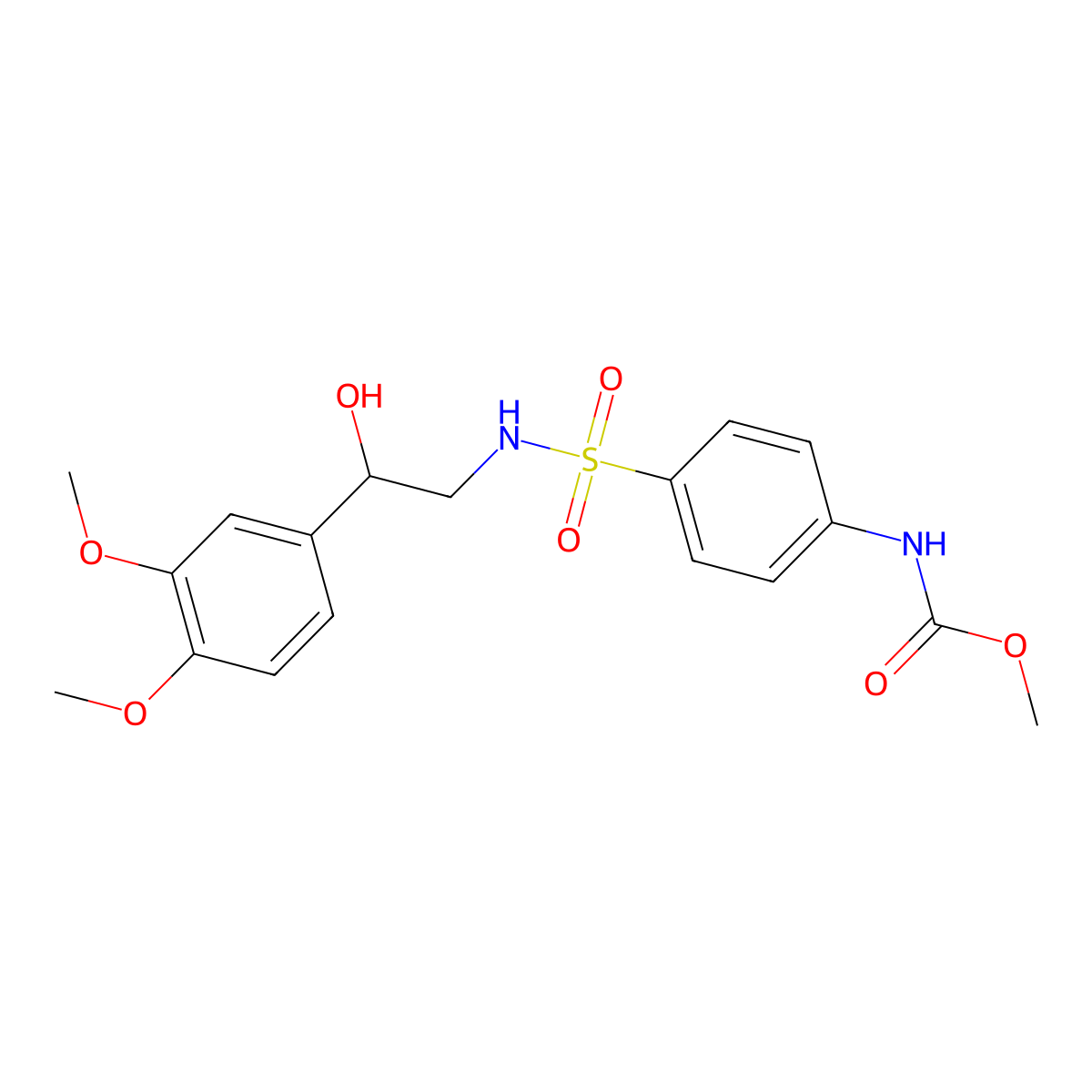 methyl (4-(N-(2-(3,4-dimethoxyphenyl)-2-hydroxyethyl)sulfamoyl)phenyl)carbamate molecular structure, CAS 1797964-24-9