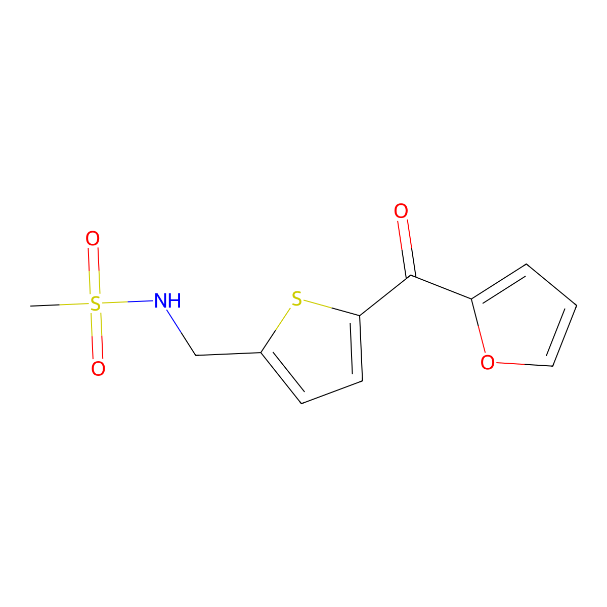 N-{[5-(furan-2-carbonyl)thiophen-2-yl]methyl}methanesulfonamide molecular structure, CAS 1797964-30-7
