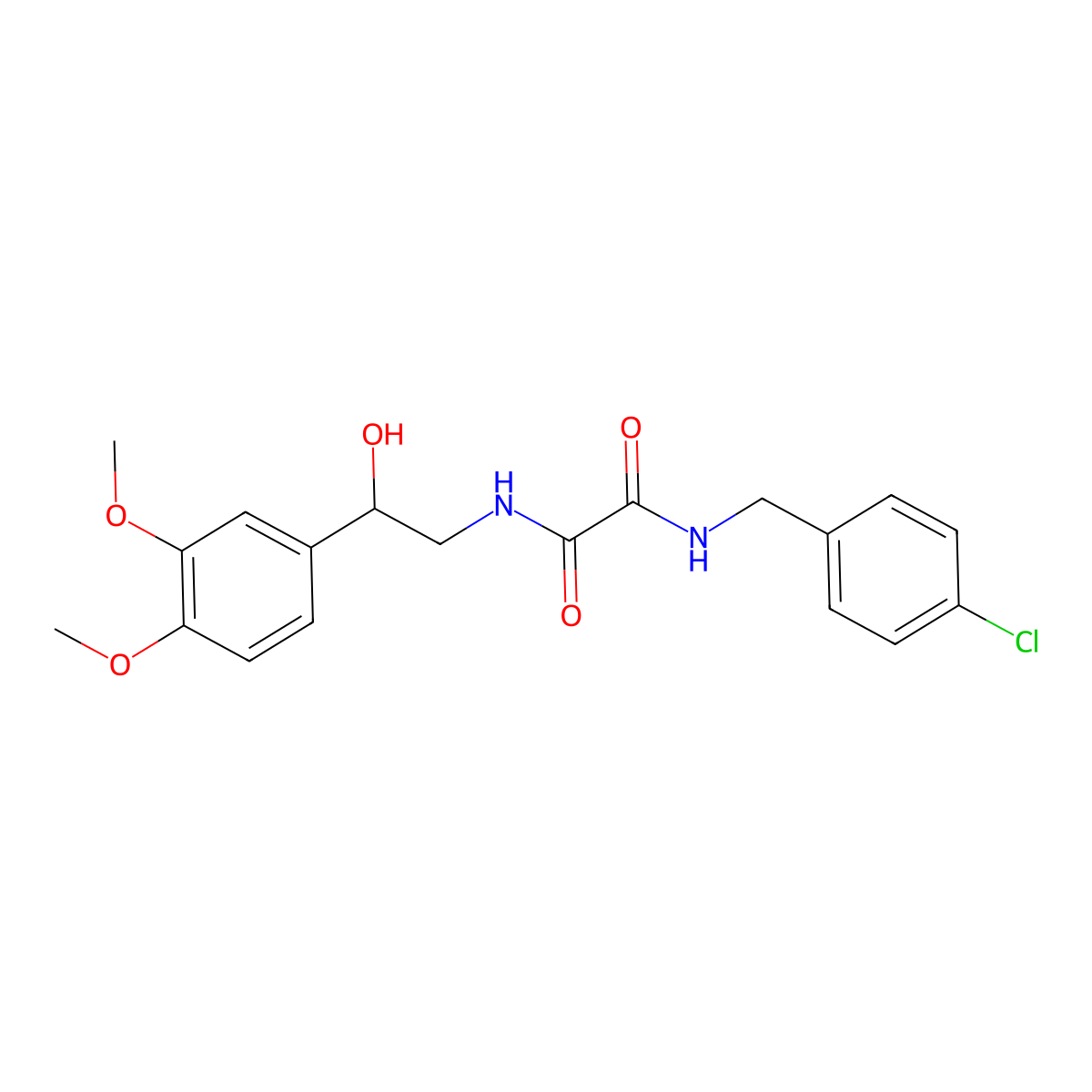 N1-(4-chlorobenzyl)-N2-(2-(3,4-dimethoxyphenyl)-2-hydroxyethyl)oxalamide molecular structure, CAS 1797964-42-1
