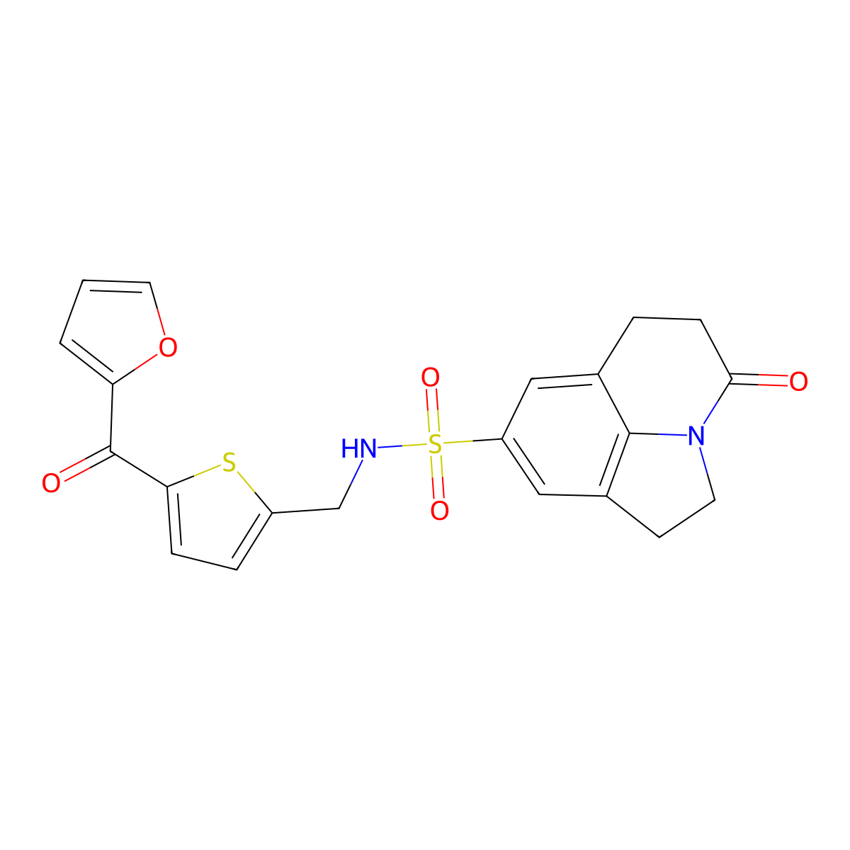 N-((5-(furan-2-carbonyl)thiophen-2-yl)methyl)-4-oxo-2,4,5,6-tetrahydro-1H-pyrrolo[3,2,1-ij]quinoline-8-sulfonamide molecular structure, CAS 1797964-43-2