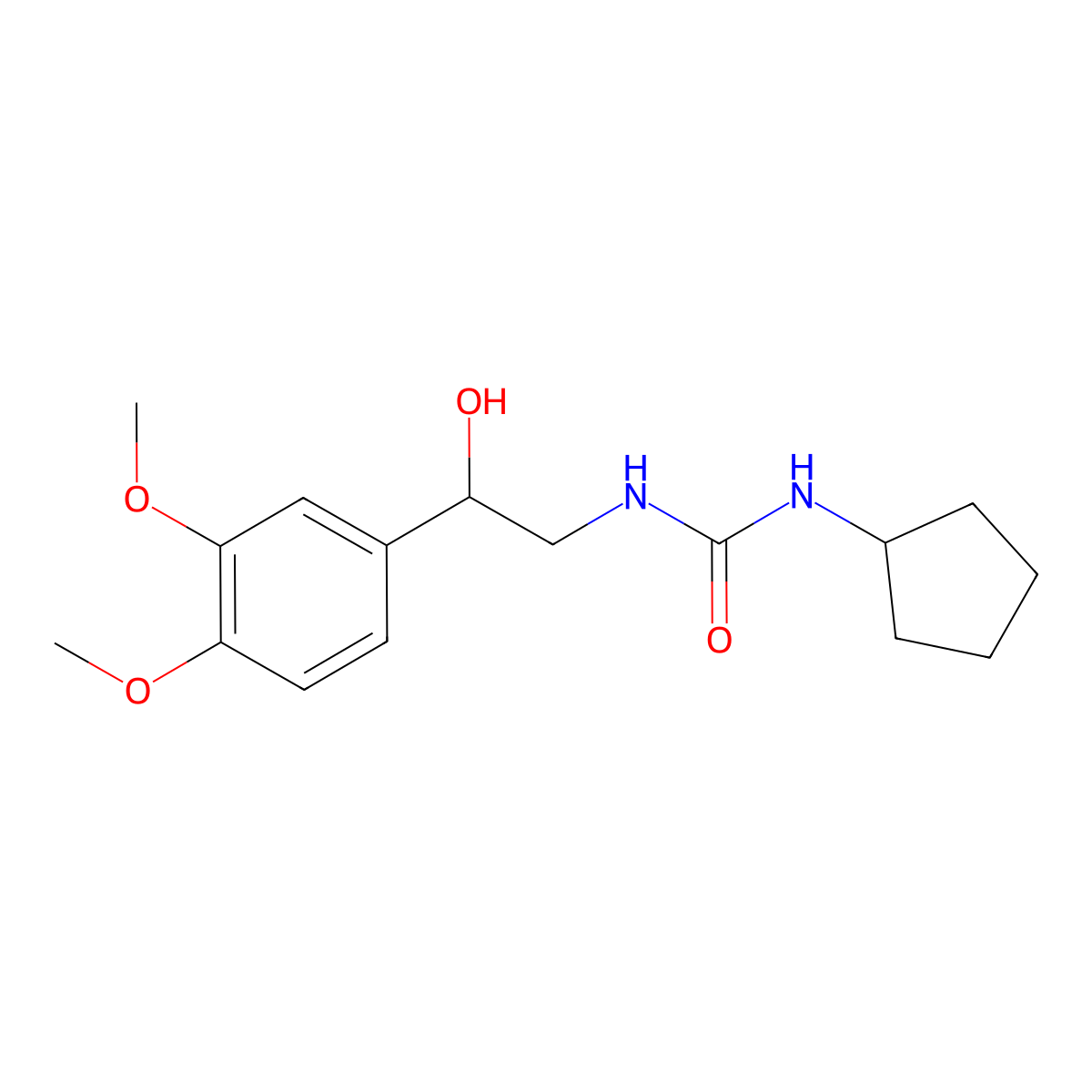 1-Cyclopentyl-3-(2-(3,4-dimethoxyphenyl)-2-hydroxyethyl)urea molecular structure, CAS 1797964-52-3