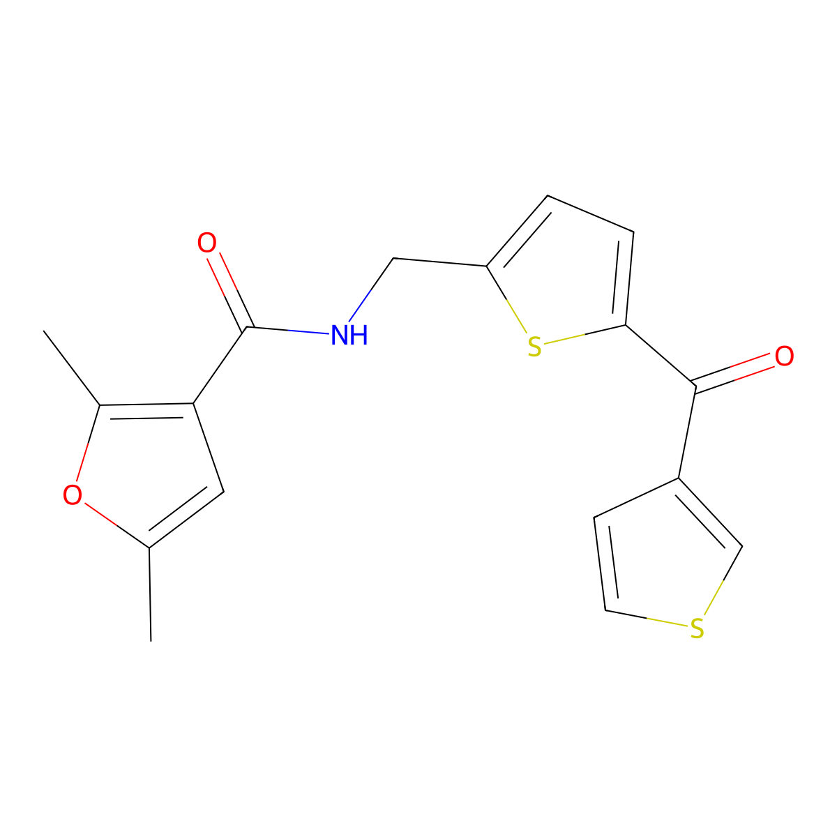 2,5-dimethyl-N-((5-(thiophene-3-carbonyl)thiophen-2-yl)methyl)furan-3-carboxamide molecular structure, CAS 1797964-70-5