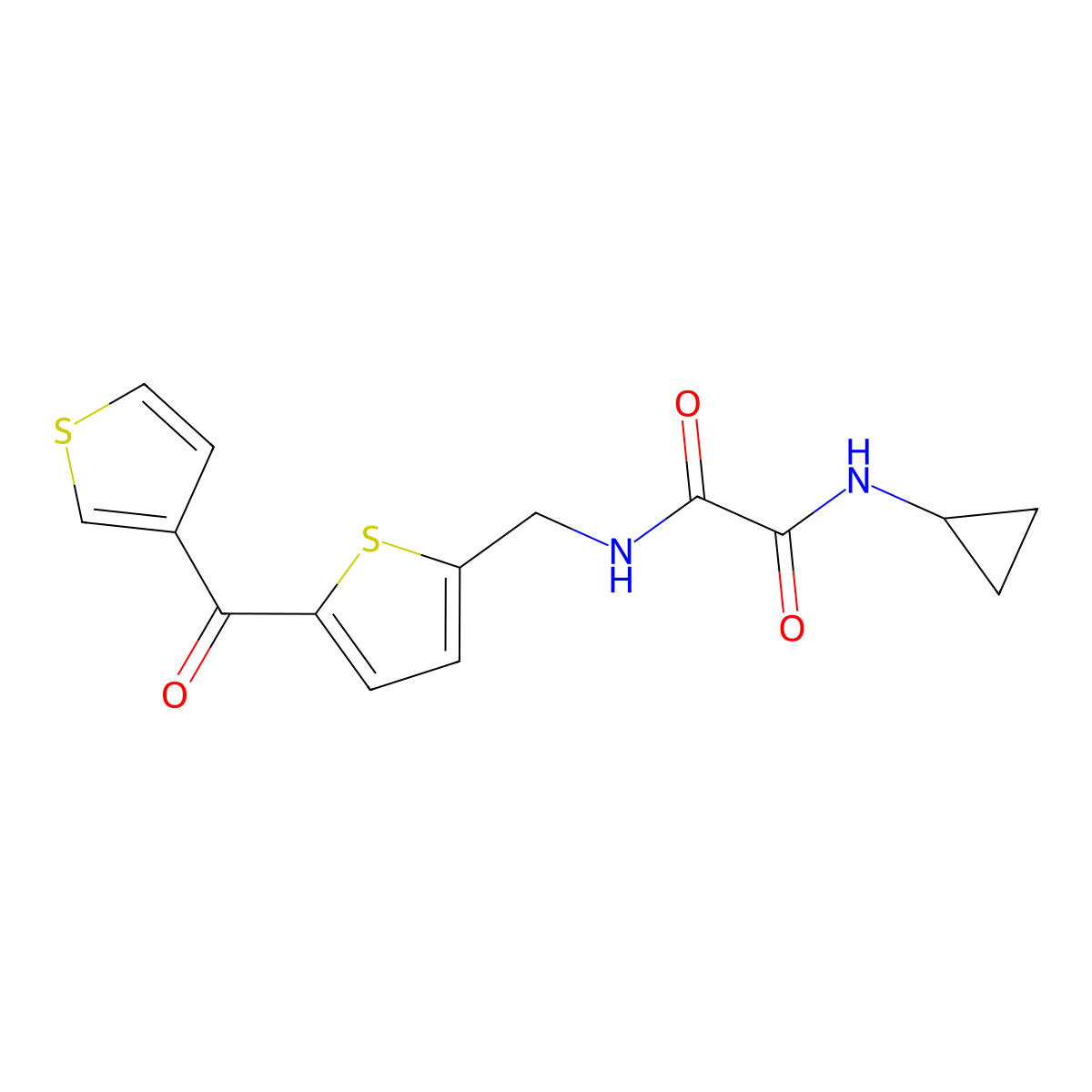 N1-cyclopropyl-N2-((5-(thiophene-3-carbonyl)thiophen-2-yl)methyl)oxalamide molecular structure, CAS 1797964-91-0