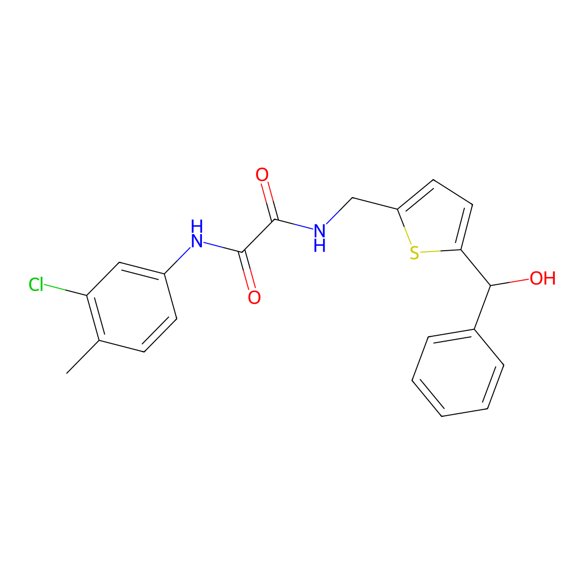 N1-(3-chloro-4-methylphenyl)-N2-((5-(hydroxy(phenyl)methyl)thiophen-2-yl)methyl)oxalamide molecular structure, CAS 1797964-99-8