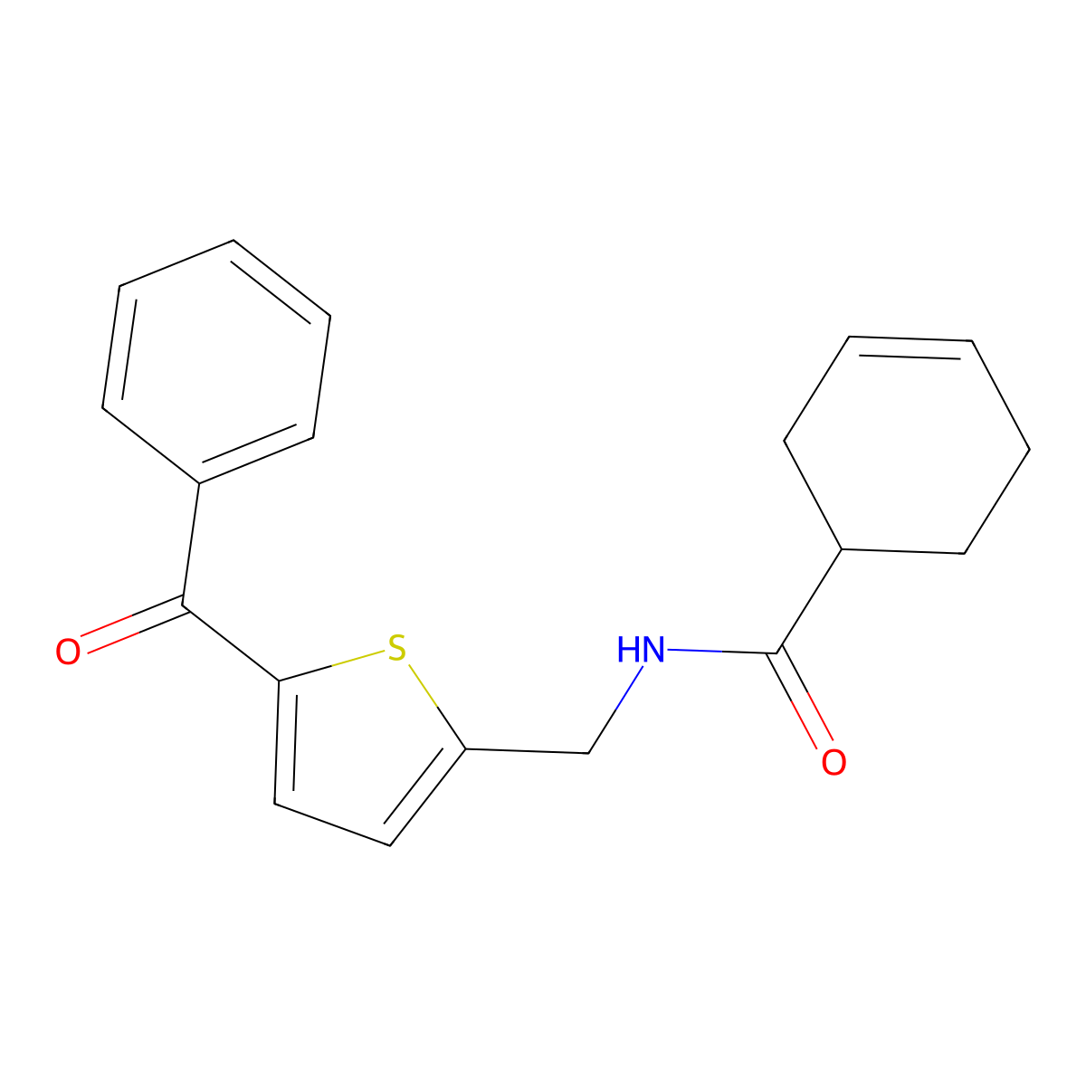 N-((5-benzoylthiophen-2-yl)methyl)cyclohex-3-enecarboxamide molecular structure, CAS 1797965-20-8