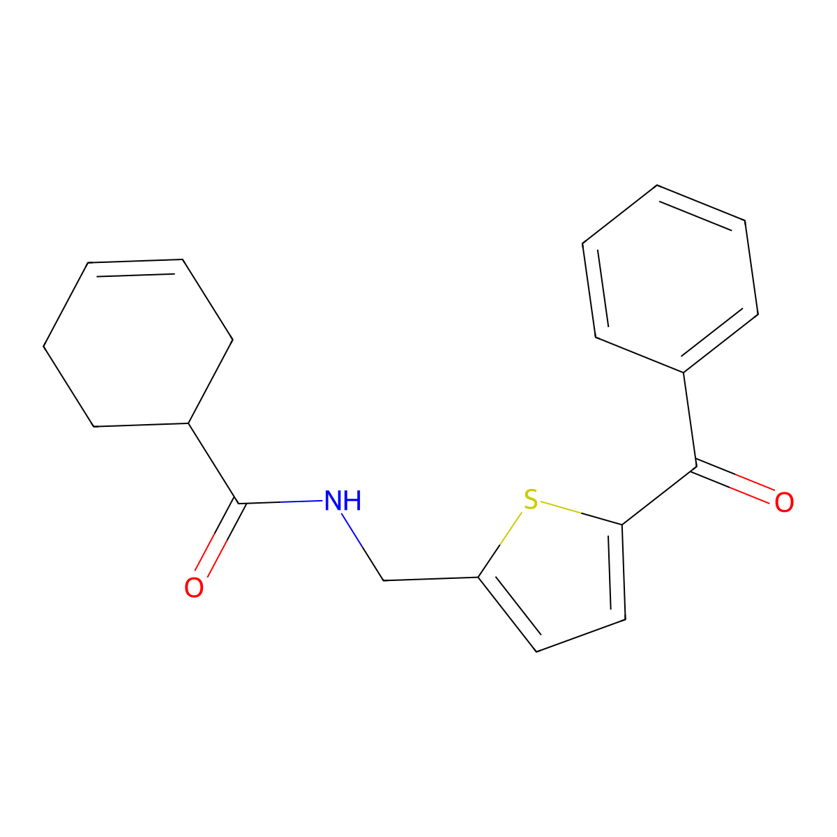 N-((5-benzoylthiophen-2-yl)methyl)cyclohex-3-enecarboxamide molecular structure, CAS 1797965-20-8