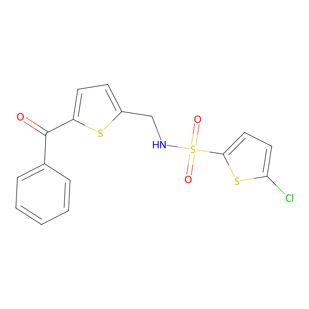 N-[(5-benzoylthiophen-2-yl)methyl]-5-chlorothiophene-2-sulfonamide molecular structure, CAS 1797965-26-4