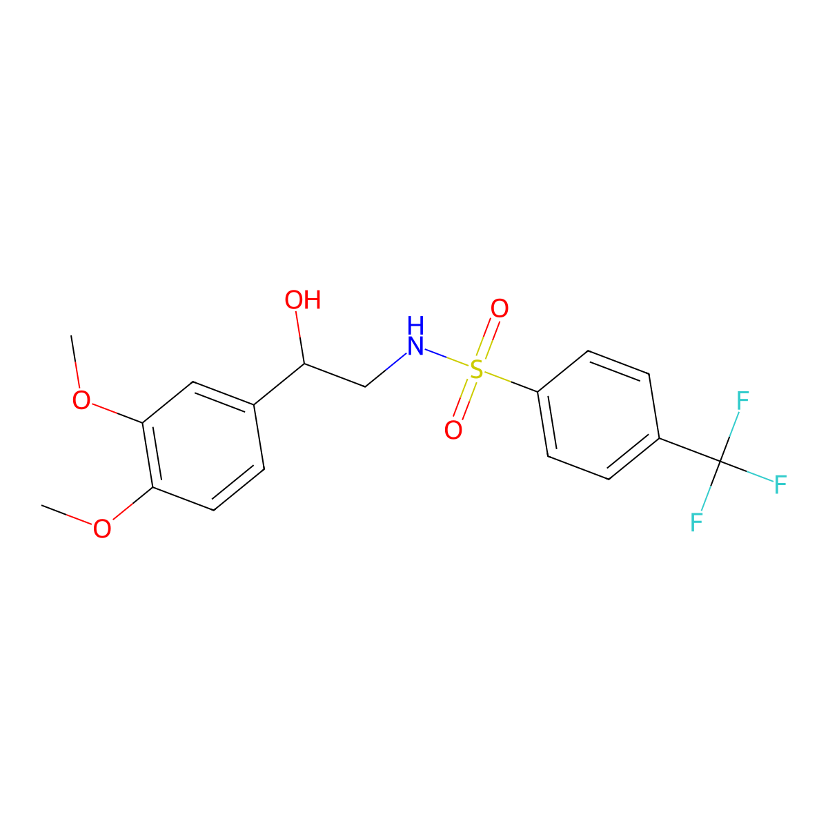 N-[2-(3,4-dimethoxyphenyl)-2-hydroxyethyl]-4-(trifluoromethyl)benzene-1-sulfonamide molecular structure, CAS 1797965-45-7