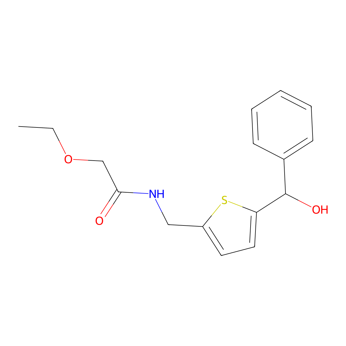 2-ethoxy-N-({5-[hydroxy(phenyl)methyl]thiophen-2-yl}methyl)acetamide molecular structure, CAS 1797965-67-3