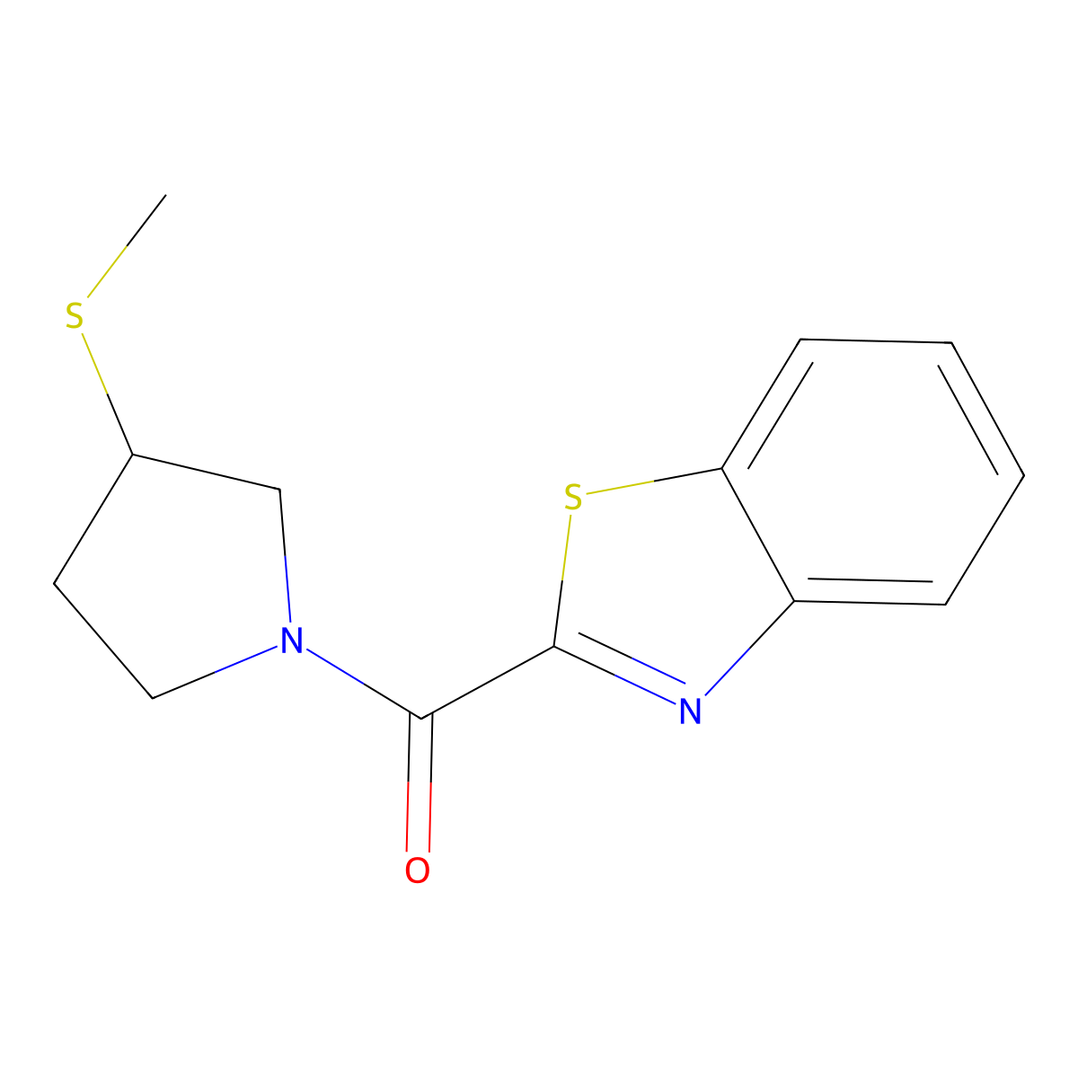 Benzo[d]thiazol-2-yl(3-(methylthio)pyrrolidin-1-yl)methanone molecular structure, CAS 1797965-69-5