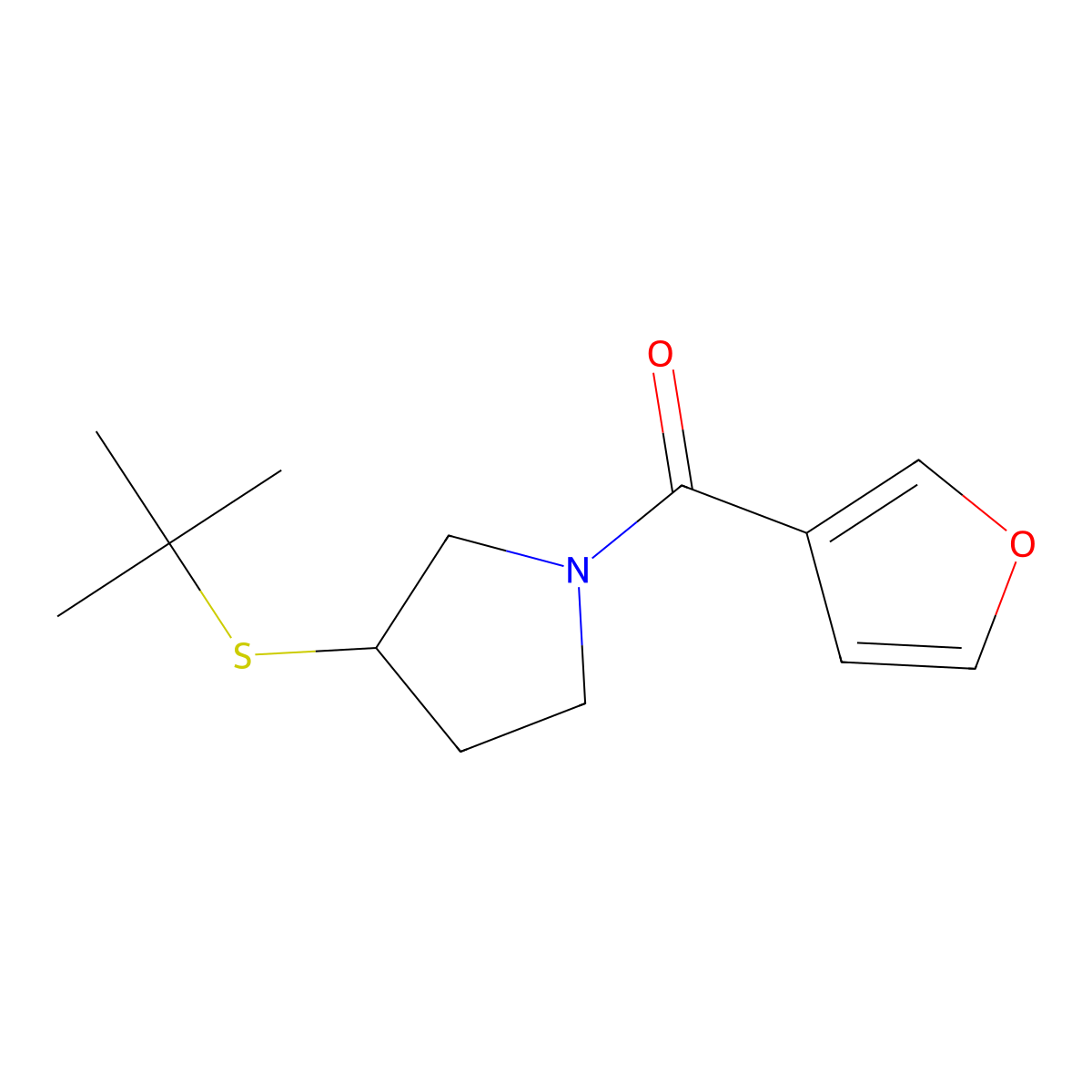 (3-(Tert-butylthio)pyrrolidin-1-yl)(furan-3-yl)methanone molecular structure, CAS 1797965-80-0