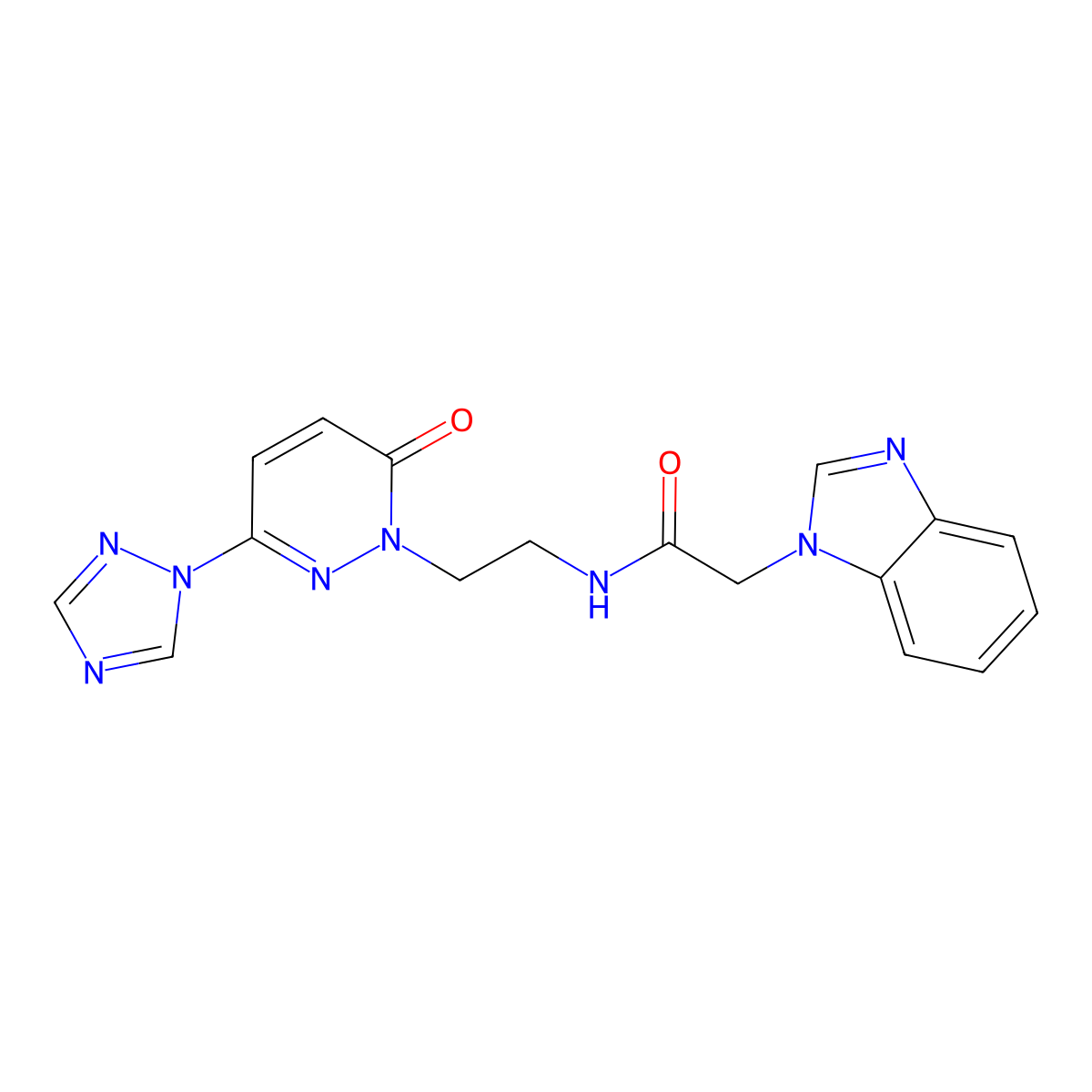 2-(1H-benzo[d]imidazol-1-yl)-N-(2-(6-oxo-3-(1H-1,2,4-triazol-1-yl)pyridazin-1(6H)-yl)ethyl)acetamide molecular structure, CAS 1797966-05-2