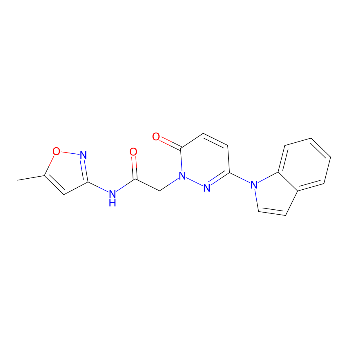 2-(3-(1H-indol-1-yl)-6-oxopyridazin-1(6H)-yl)-N-(5-methylisoxazol-3-yl)acetamide molecular structure, CAS 1797966-13-2
