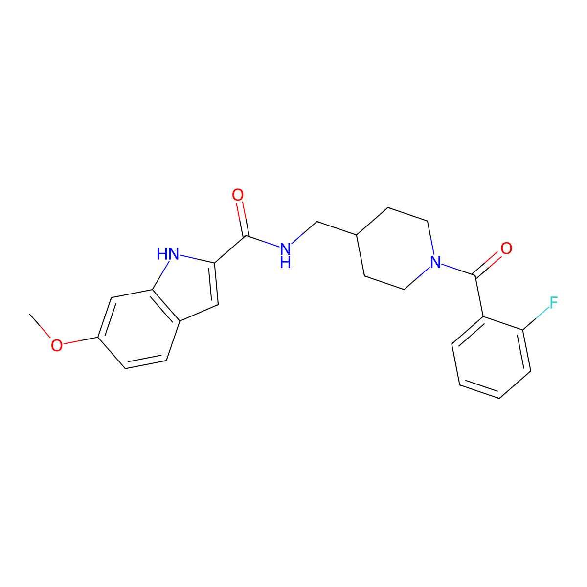 N-((1-(2-fluorobenzoyl)piperidin-4-yl)methyl)-6-methoxy-1H-indole-2-carboxamide molecular structure, CAS 1797966-52-9