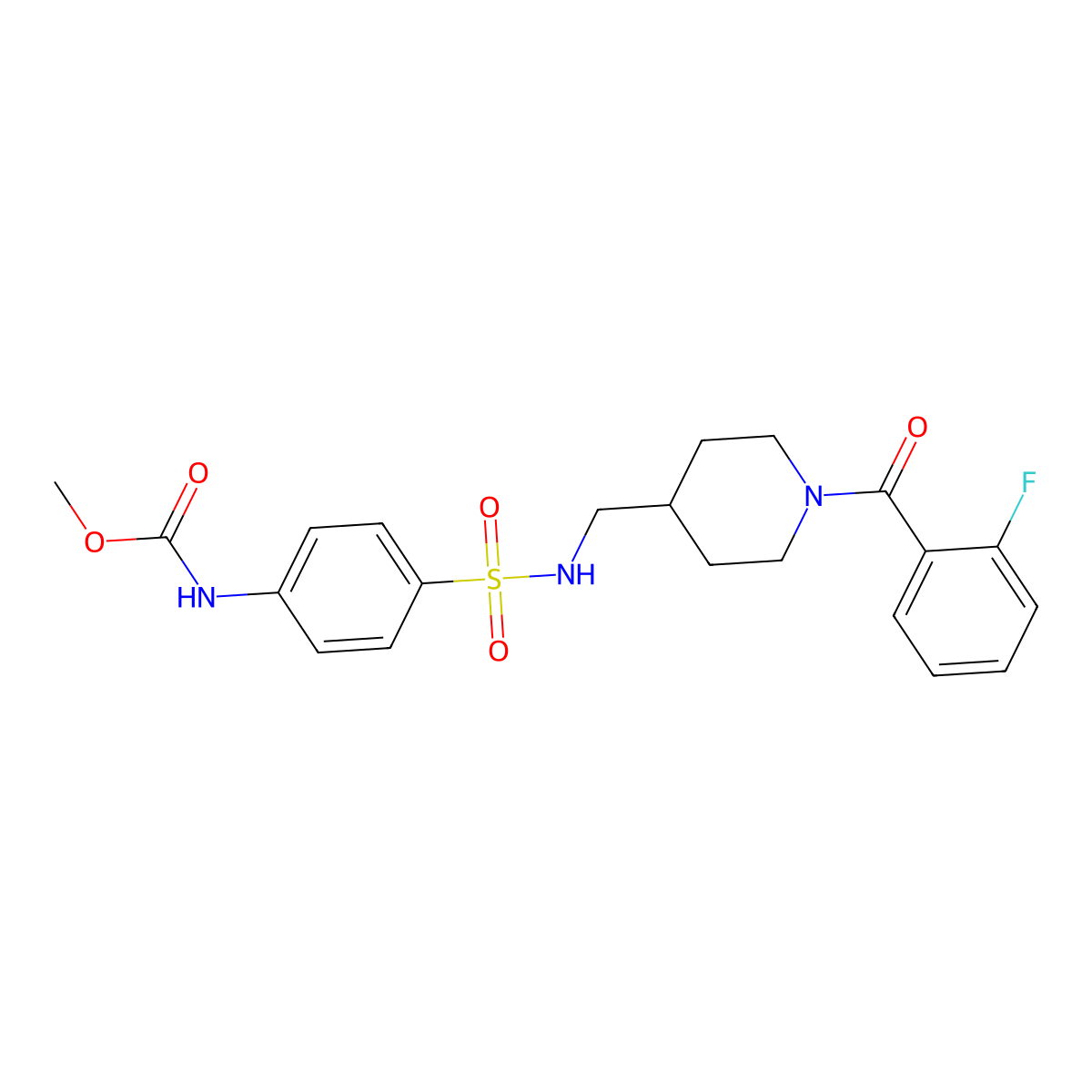 methyl (4-(N-((1-(2-fluorobenzoyl)piperidin-4-yl)methyl)sulfamoyl)phenyl)carbamate molecular structure, CAS 1797966-57-4