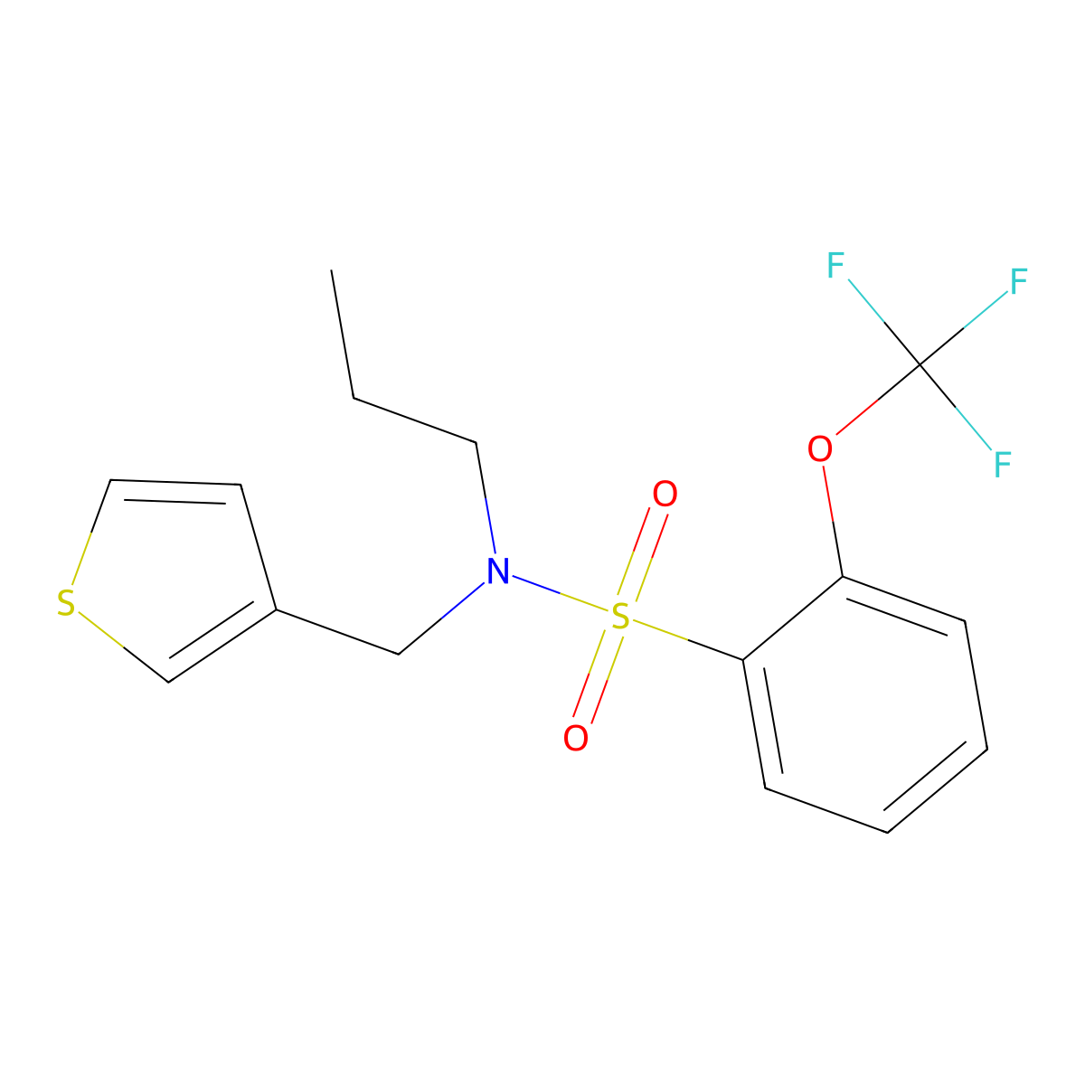 N-propyl-N-(thiophen-3-ylmethyl)-2-(trifluoromethoxy)benzenesulfonamide molecular structure, CAS 1797966-66-5