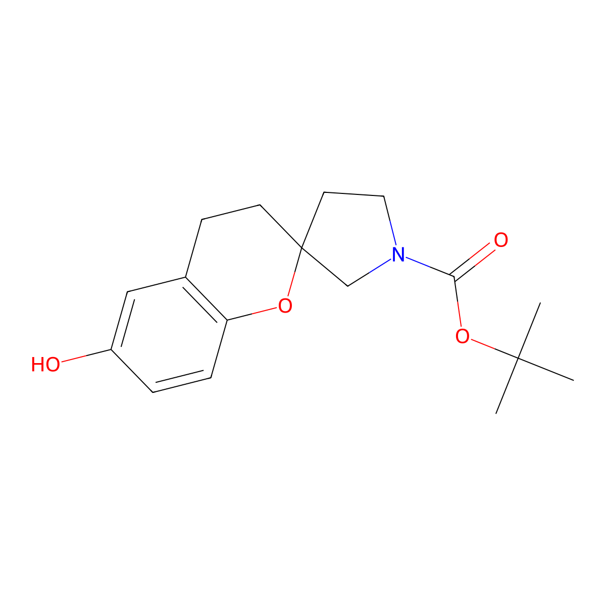 Tert-butyl 6-hydroxyspiro[chromane-2,3'-pyrrolidine]-1'-carboxylate molecular structure, CAS 1797966-83-6