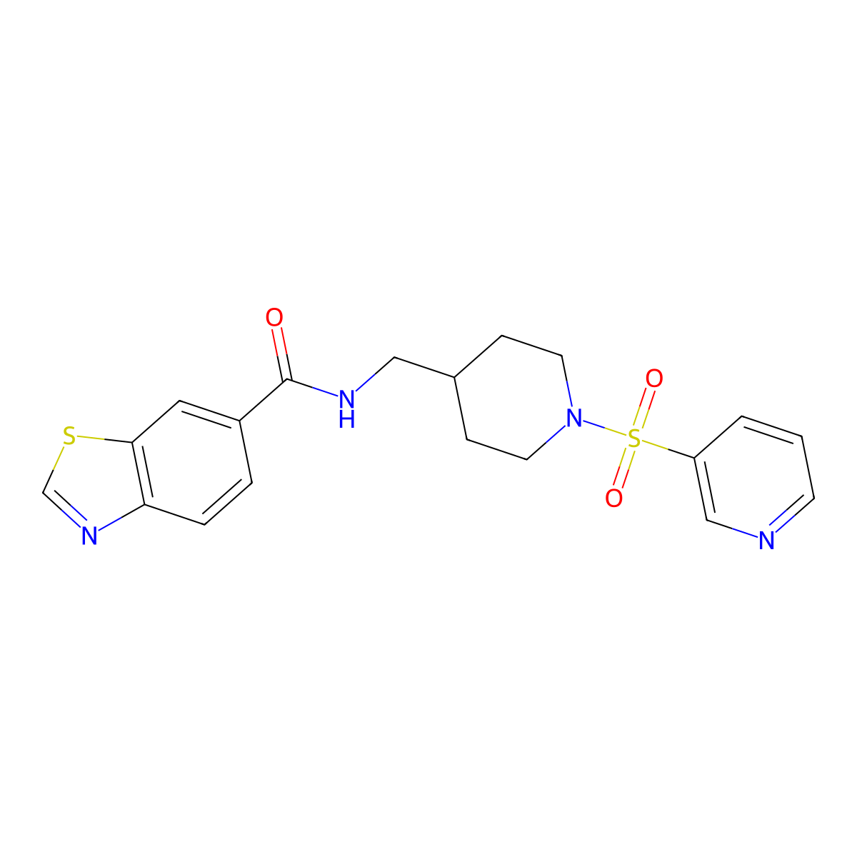 N-((1-(pyridin-3-ylsulfonyl)piperidin-4-yl)methyl)benzo[d]thiazole-6-carboxamide molecular structure, CAS 1797966-89-2